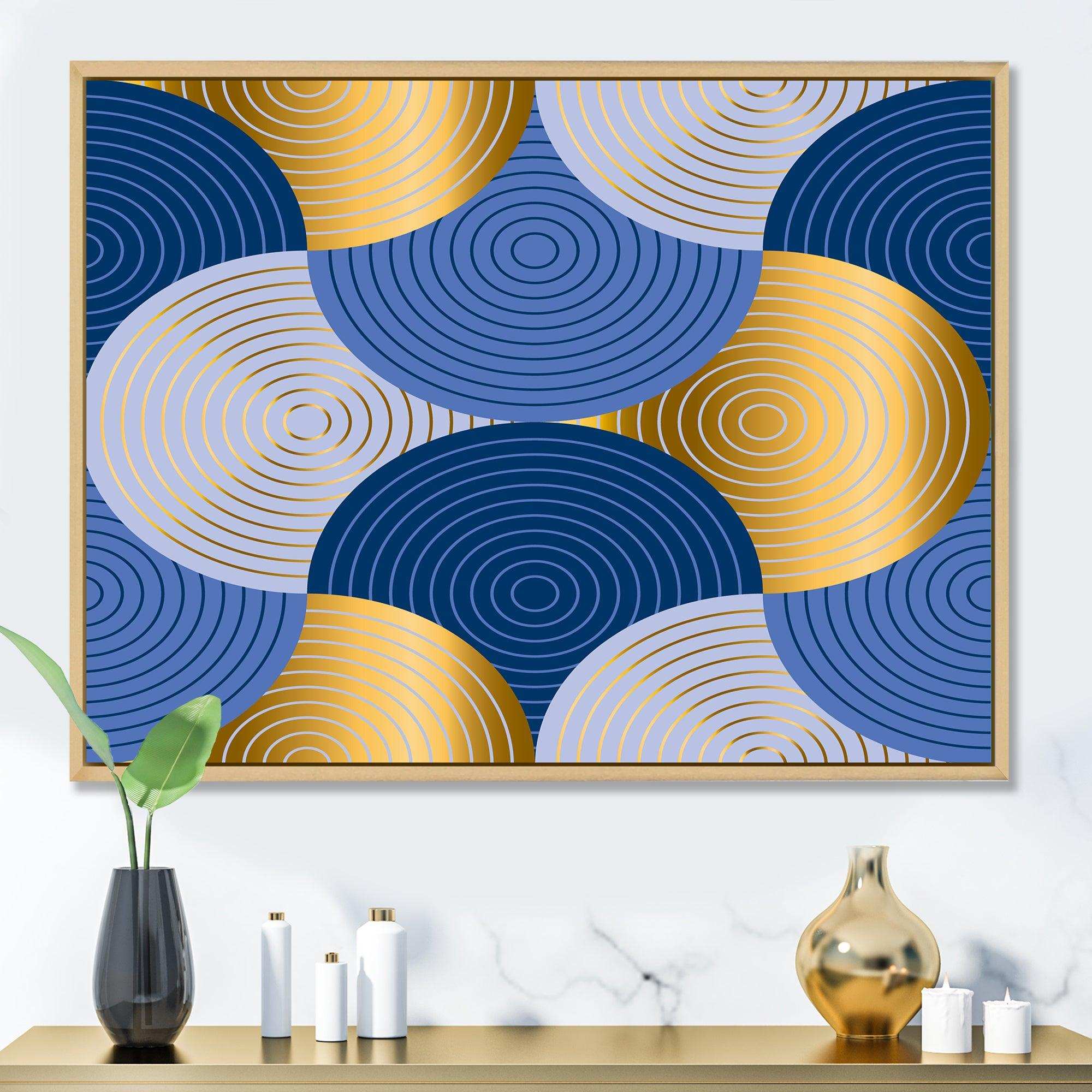 Retro Luxury Waves In Gold and Blue X