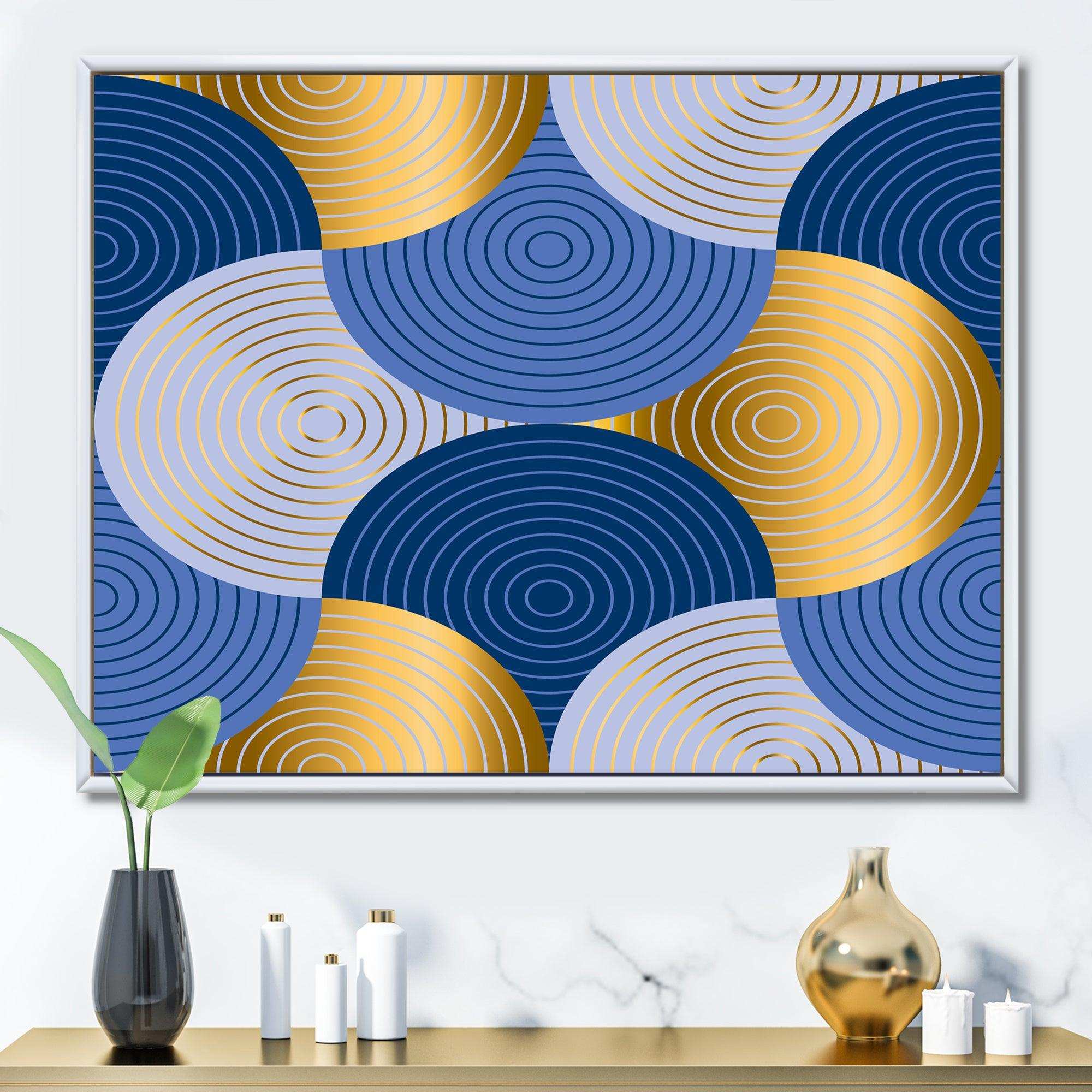 Retro Luxury Waves In Gold and Blue X