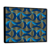 Geometric abstract waves in gold and marine blue