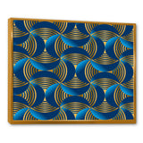 Geometric abstract waves in gold and marine blue