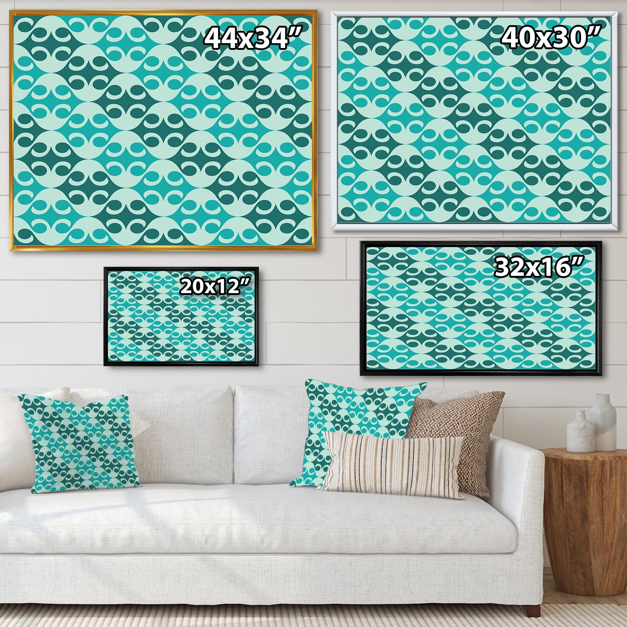 Abstract Retro Geometrical Design VI Framed Print Matte White - 1.5 Width