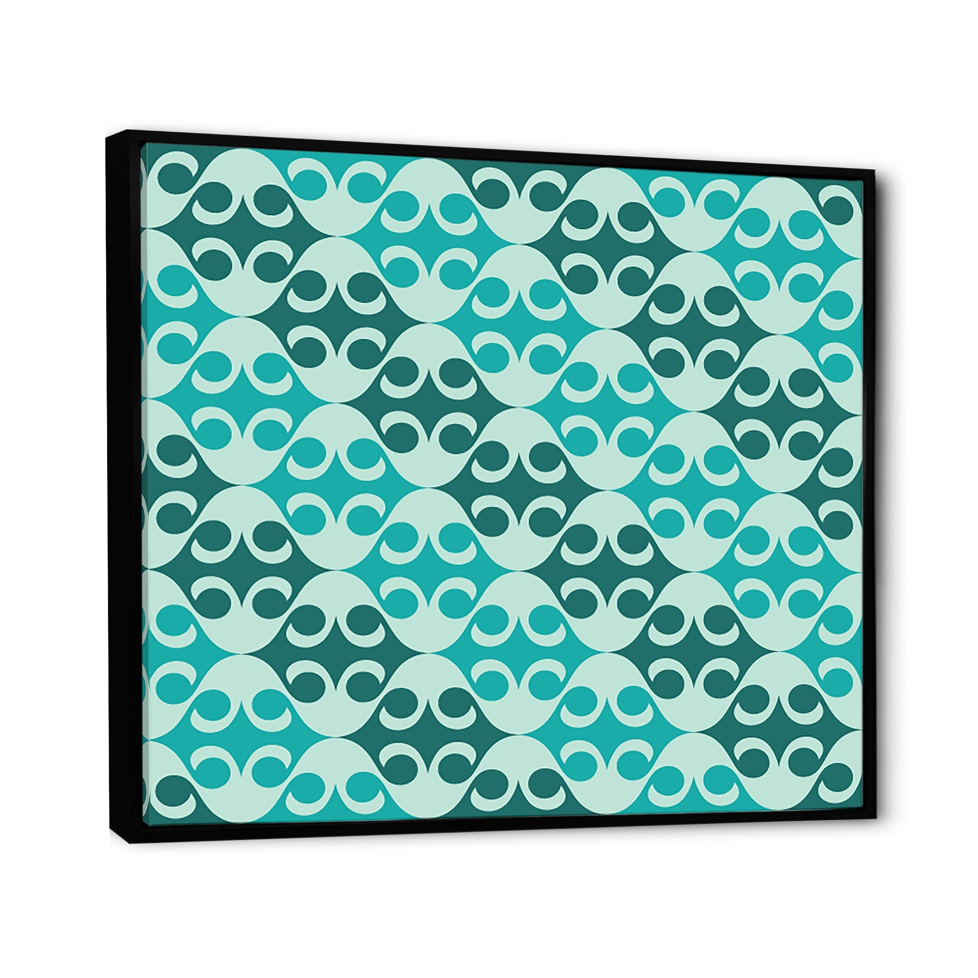 Abstract Retro Geometrical Design VI Framed Canvas Vibrant Black - 1.5 Thick