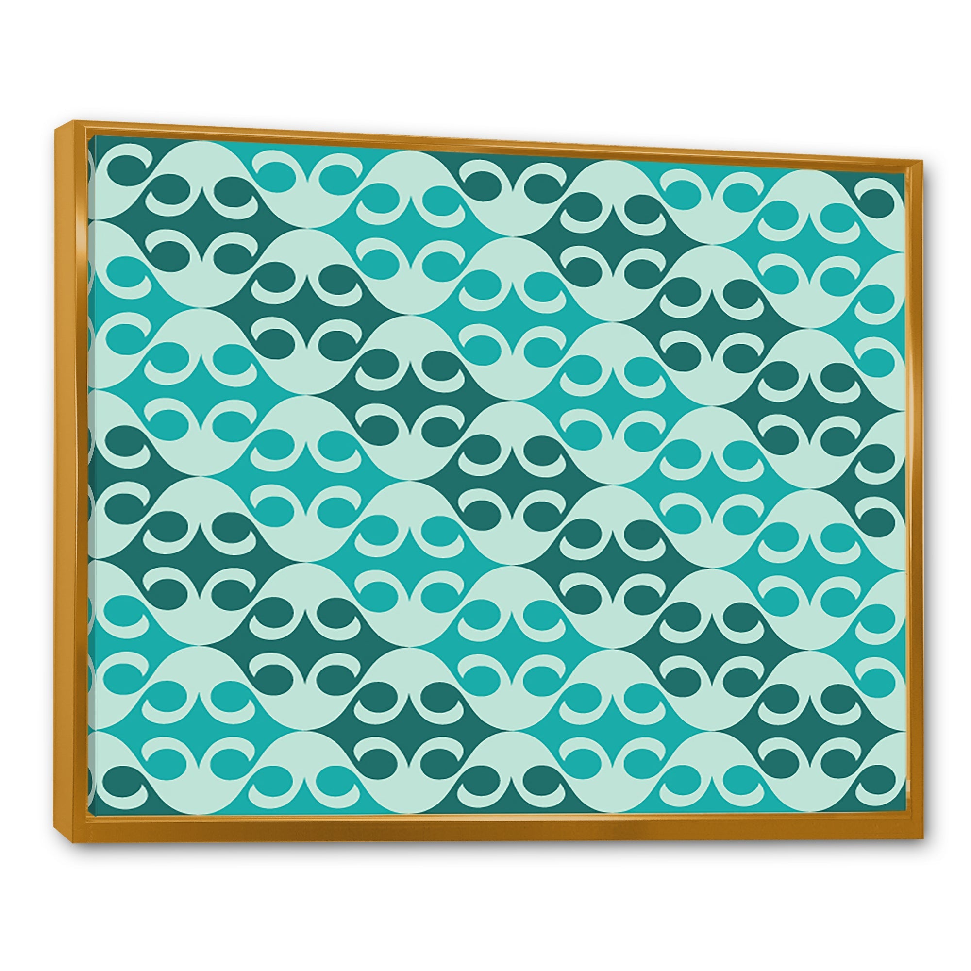 Abstract Retro Geometrical Design VI Framed Canvas Vibrant Gold - 1.5 Thick