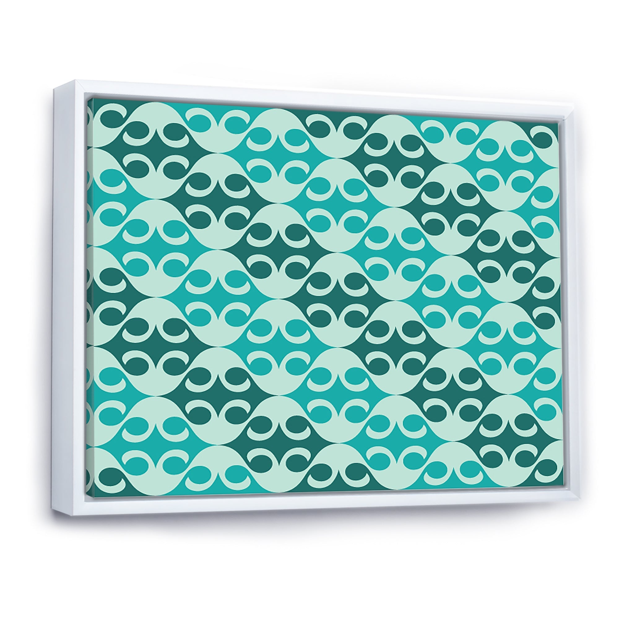 Abstract Retro Geometrical Design VI Framed Canvas Matte White - 1.5 Thick