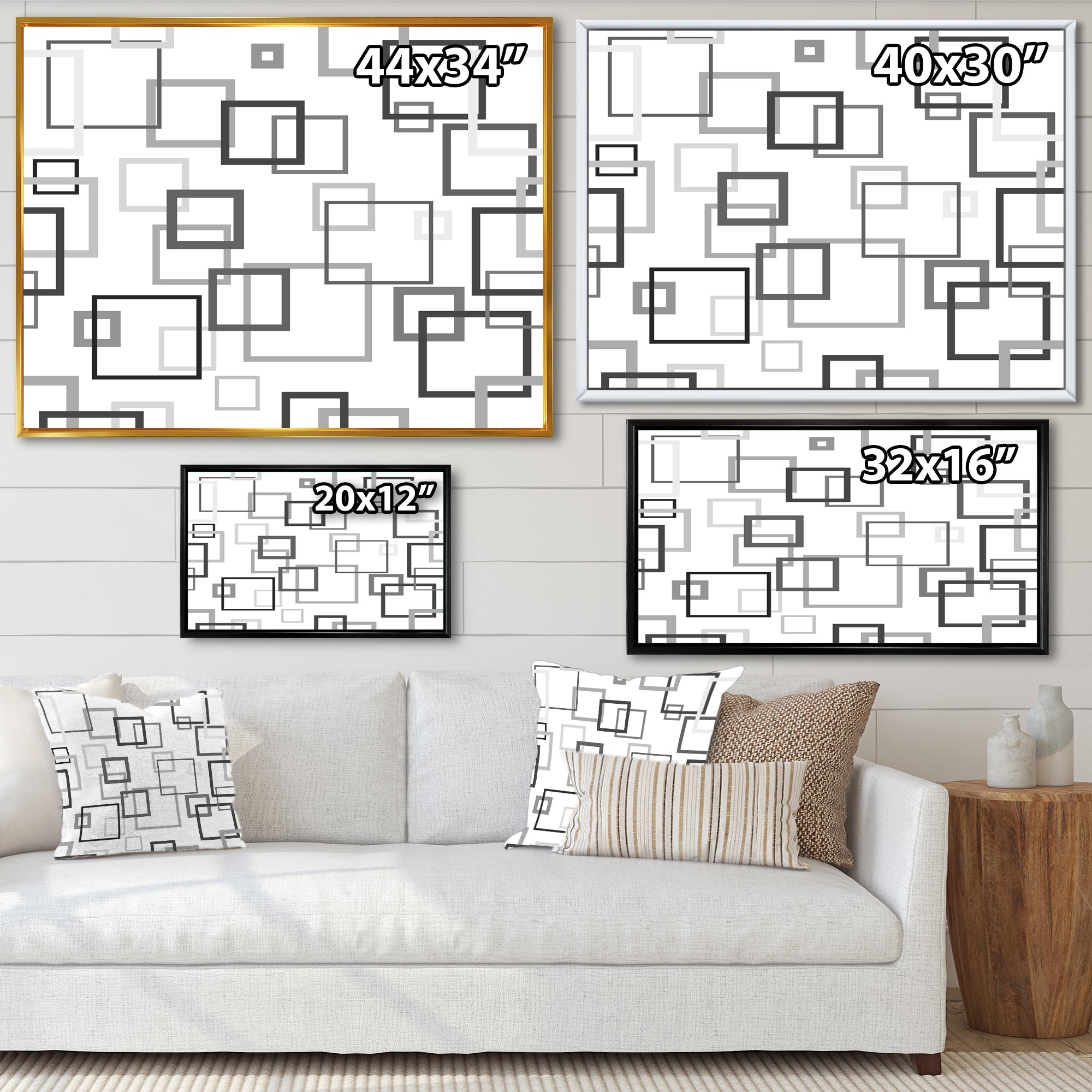 Abstract Retro Design II Framed Print Matte White - 1.5 Width