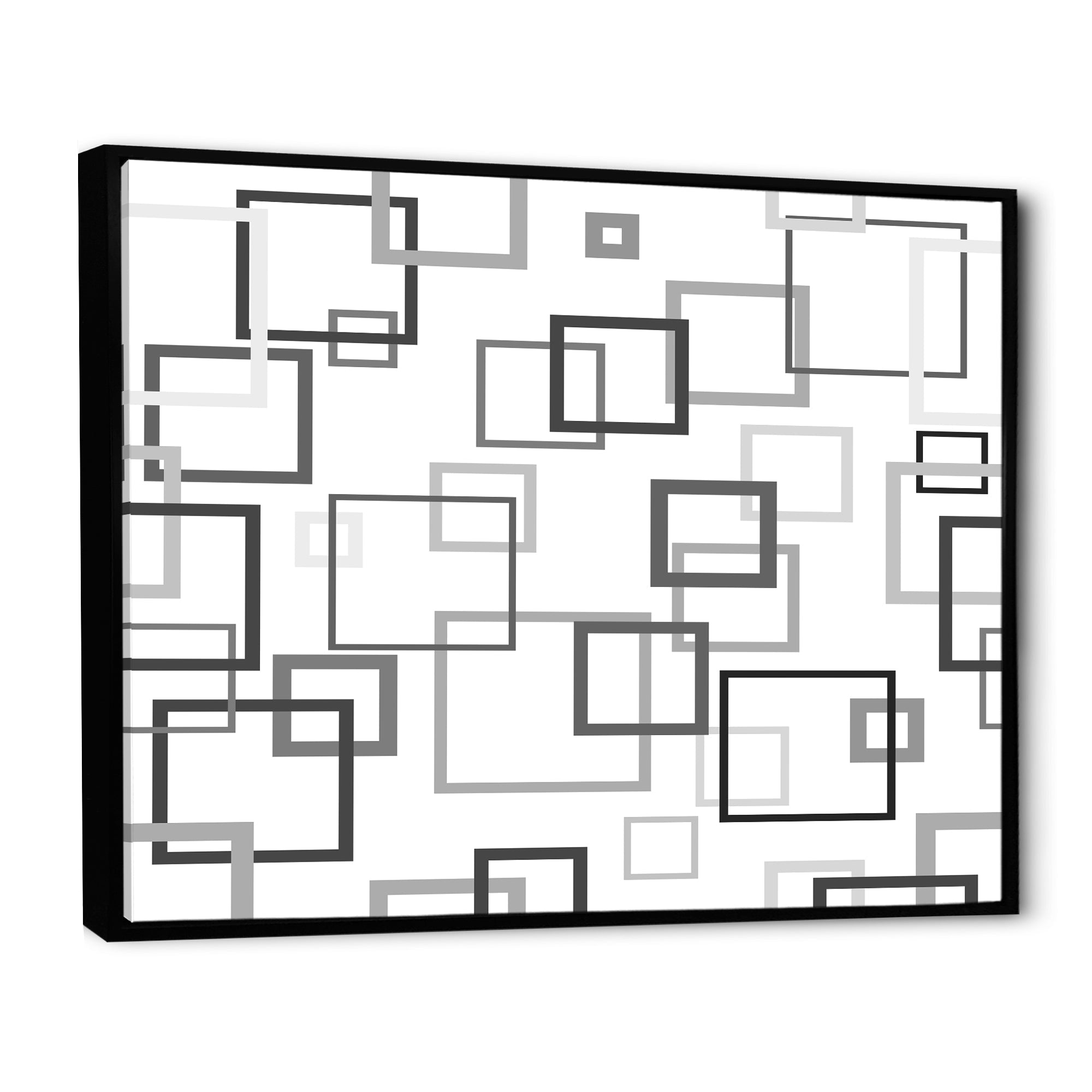 Abstract Retro Design II Framed Canvas Vibrant Black - 1.5 Thick