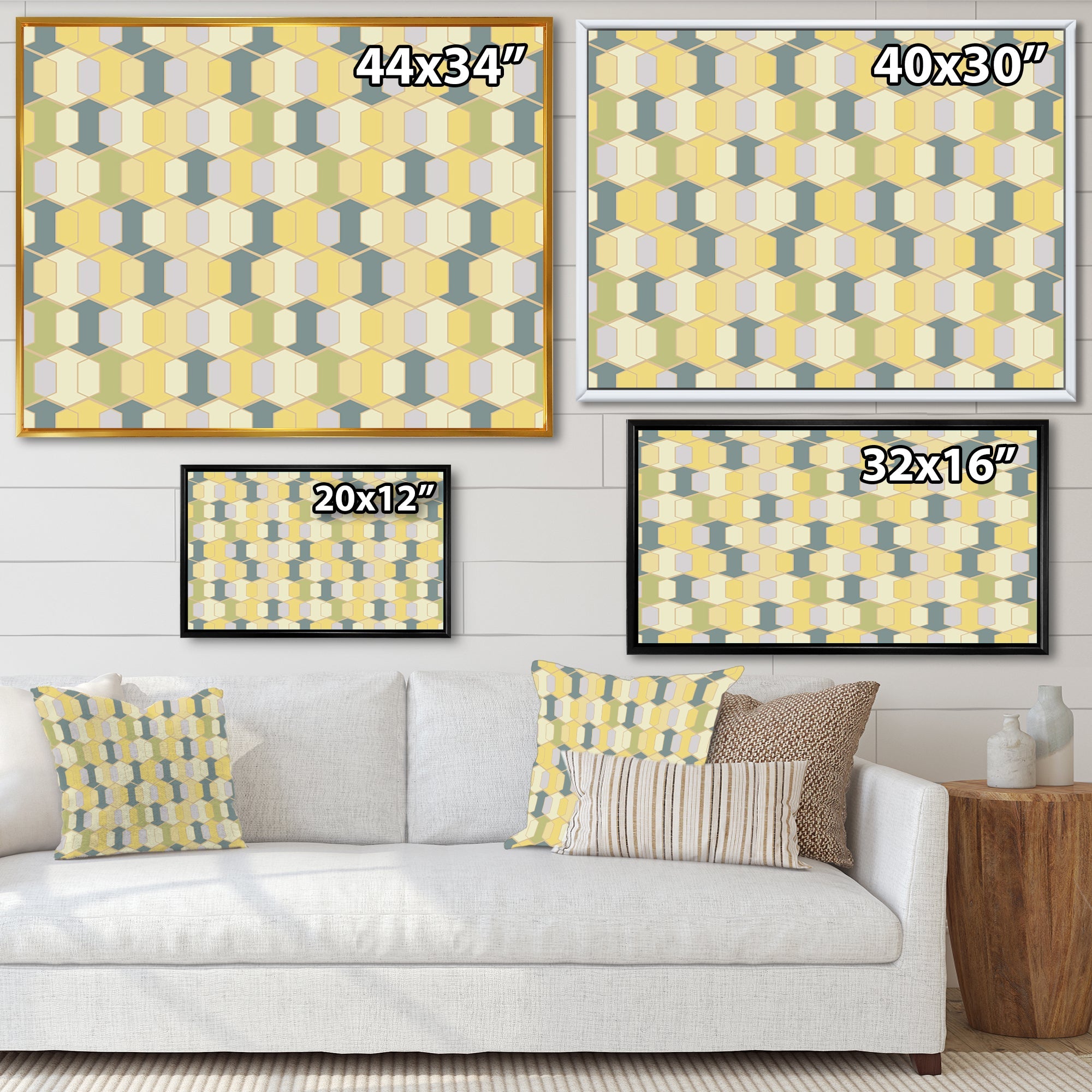 Abstract Retro Geometrical Design II Framed Print Matte White - 1.5 Width