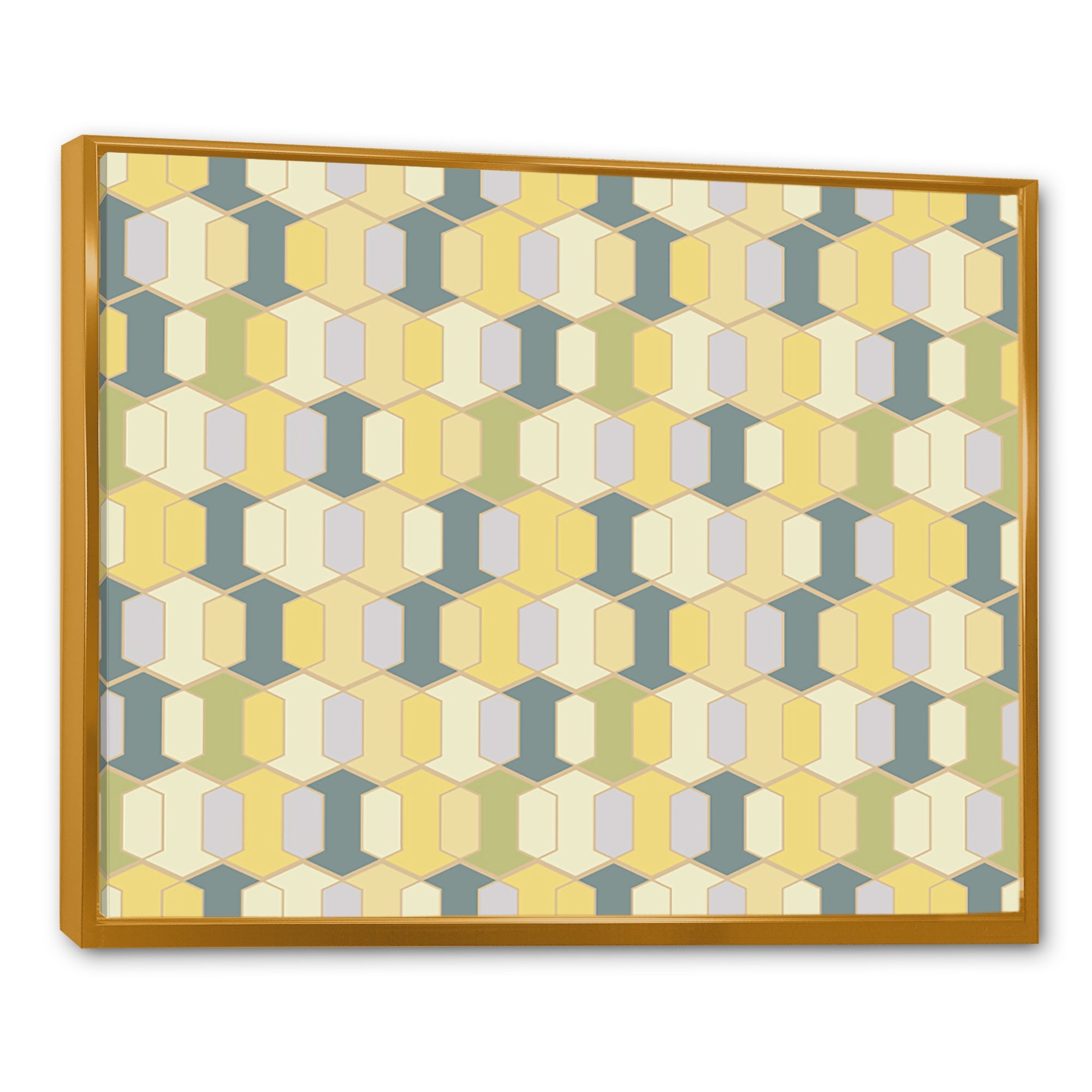 Abstract Retro Geometrical Design II Framed Canvas Vibrant Gold - 1.5 Thick