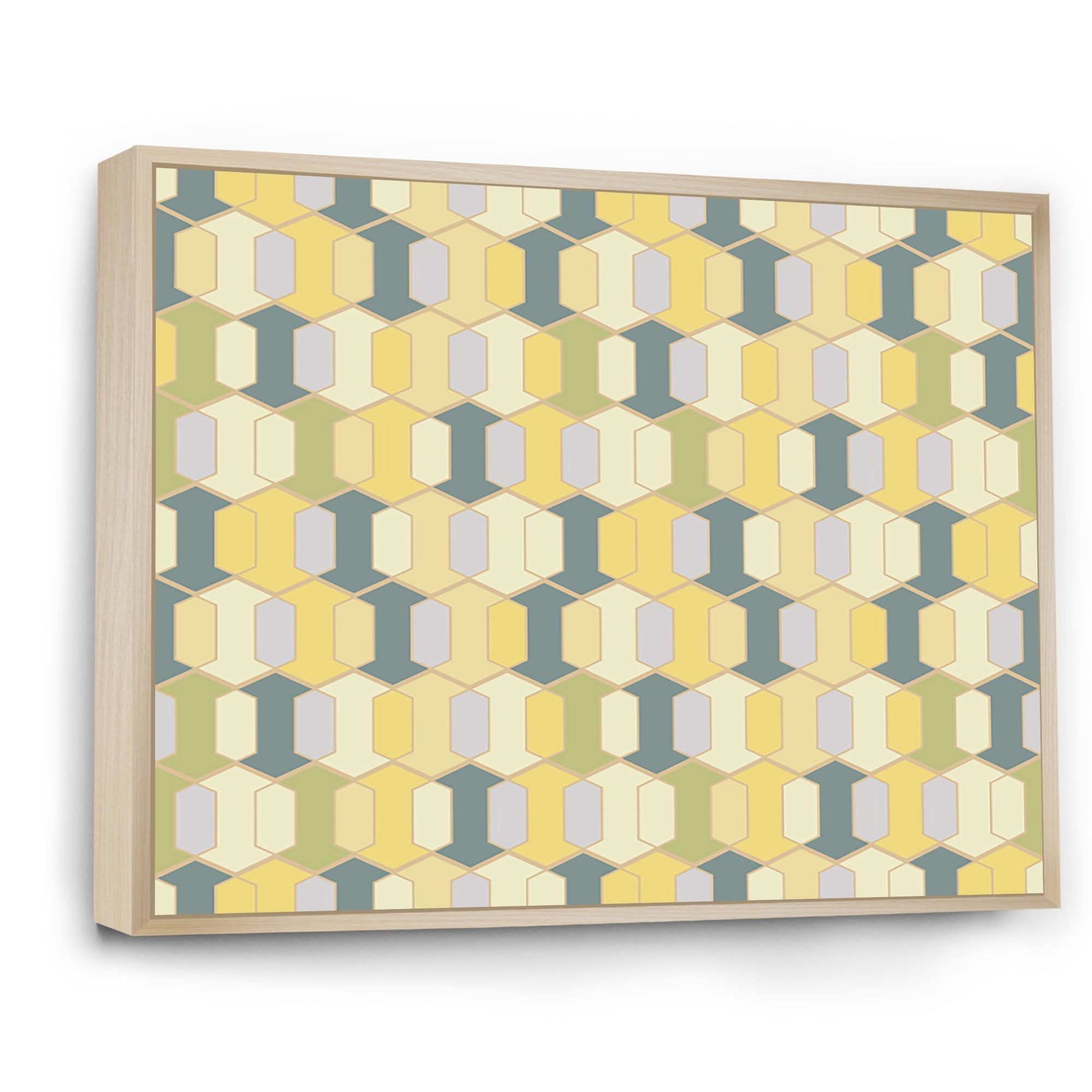 Abstract Retro Geometrical Design II Framed Canvas Matte White - 1.5 Thick
