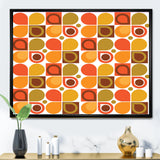 Abstract Retro Geometric Pattern VI Framed Canvas Vibrant Black - 1.5 Thick