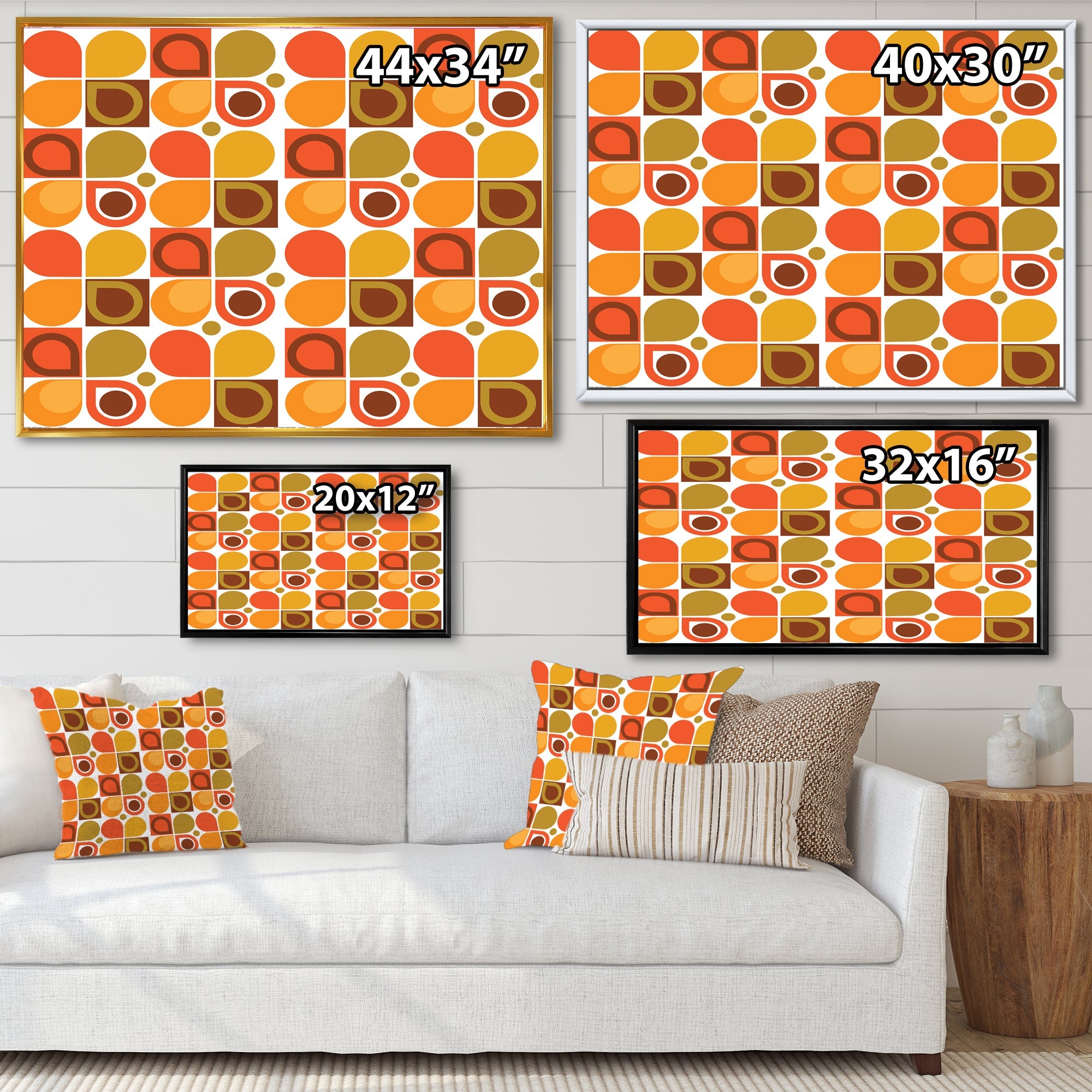 Abstract Retro Geometric Pattern VI Framed Print Matte White - 1.5 Width