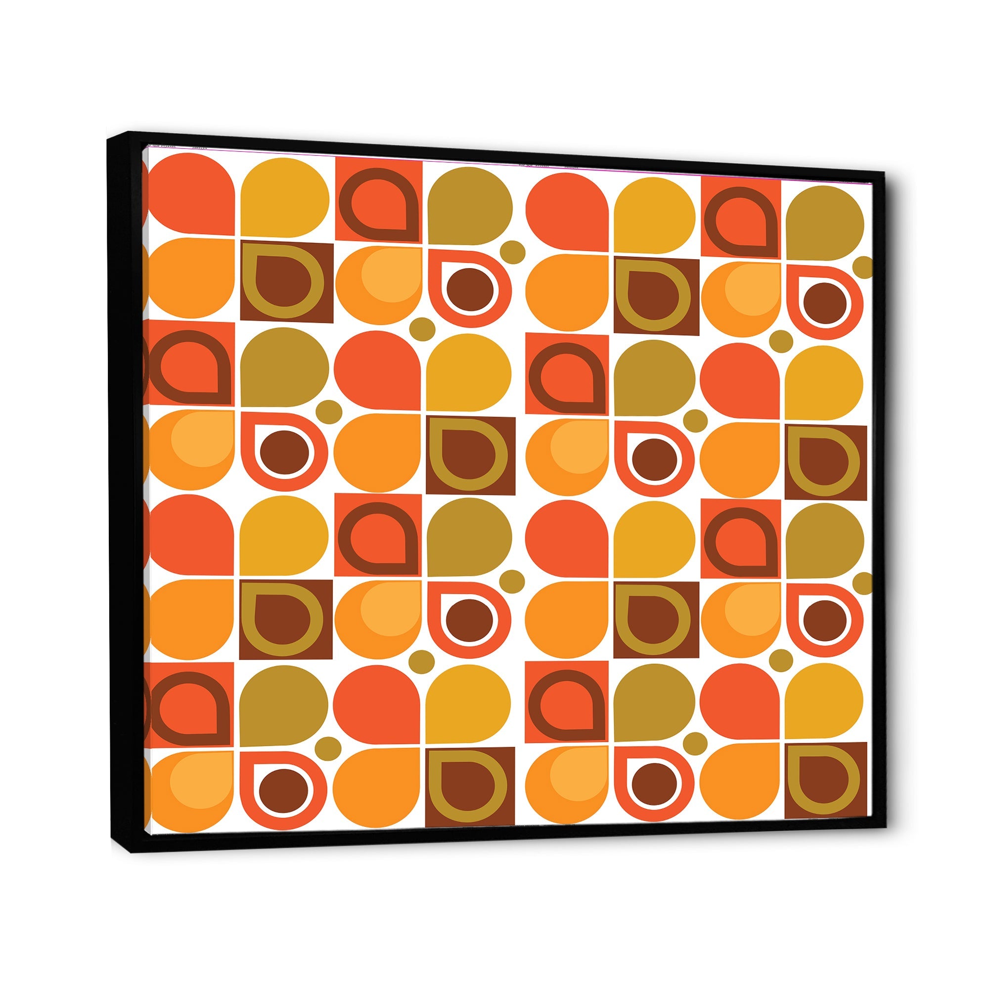 Abstract Retro Geometric Pattern VI Framed Canvas Vibrant Black - 1.5 Thick