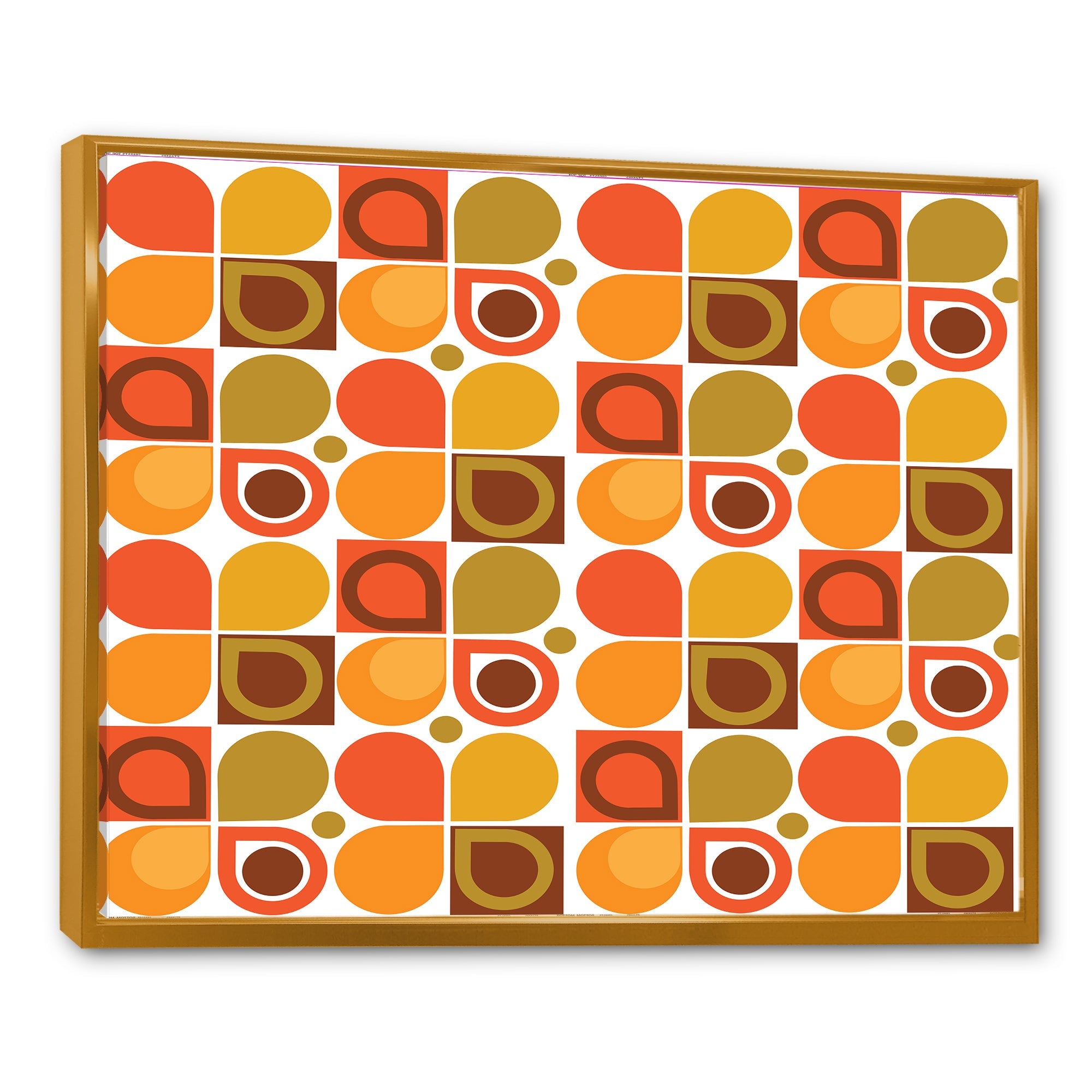 Abstract Retro Geometric Pattern VI Framed Canvas Vibrant Gold - 1.5 Thick