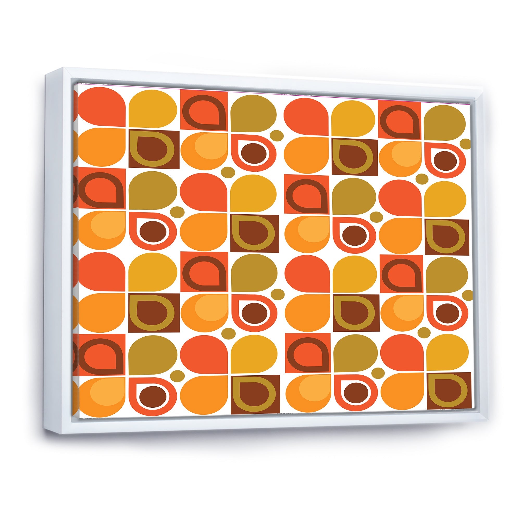 Abstract Retro Geometric Pattern VI Framed Canvas Matte White - 1.5 Thick