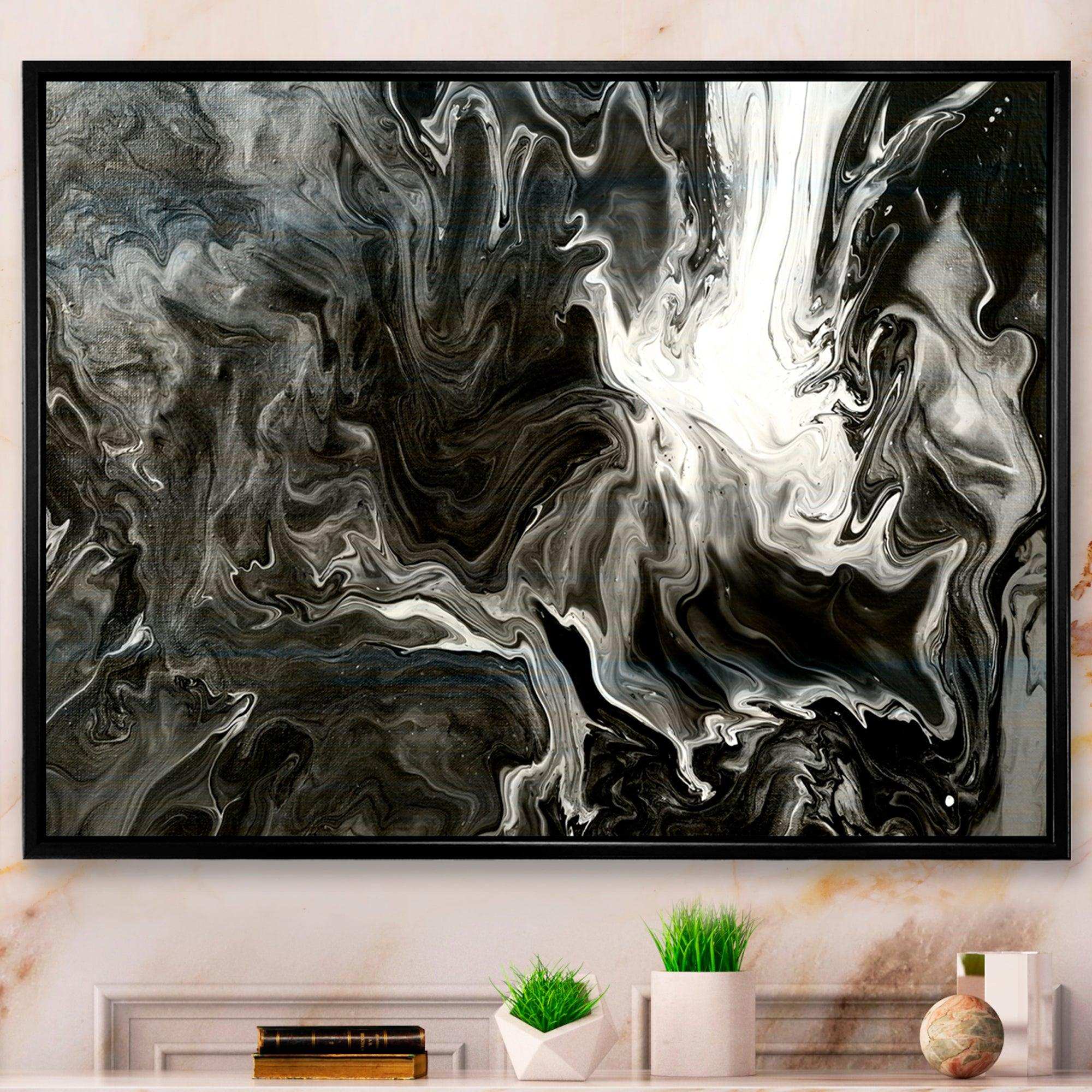 White, grey and White Hand Painted Marble Acrylic IV