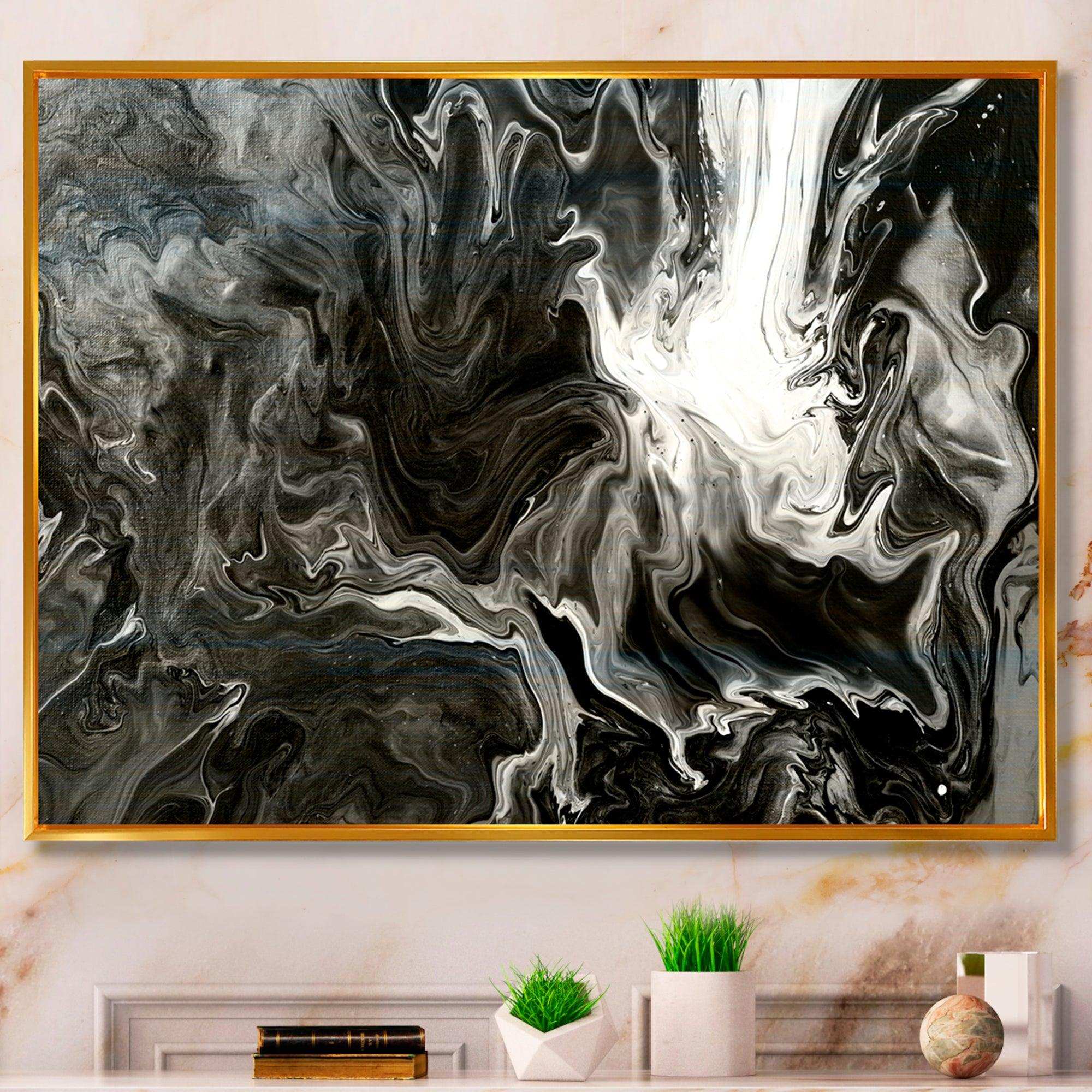 White, grey and White Hand Painted Marble Acrylic IV