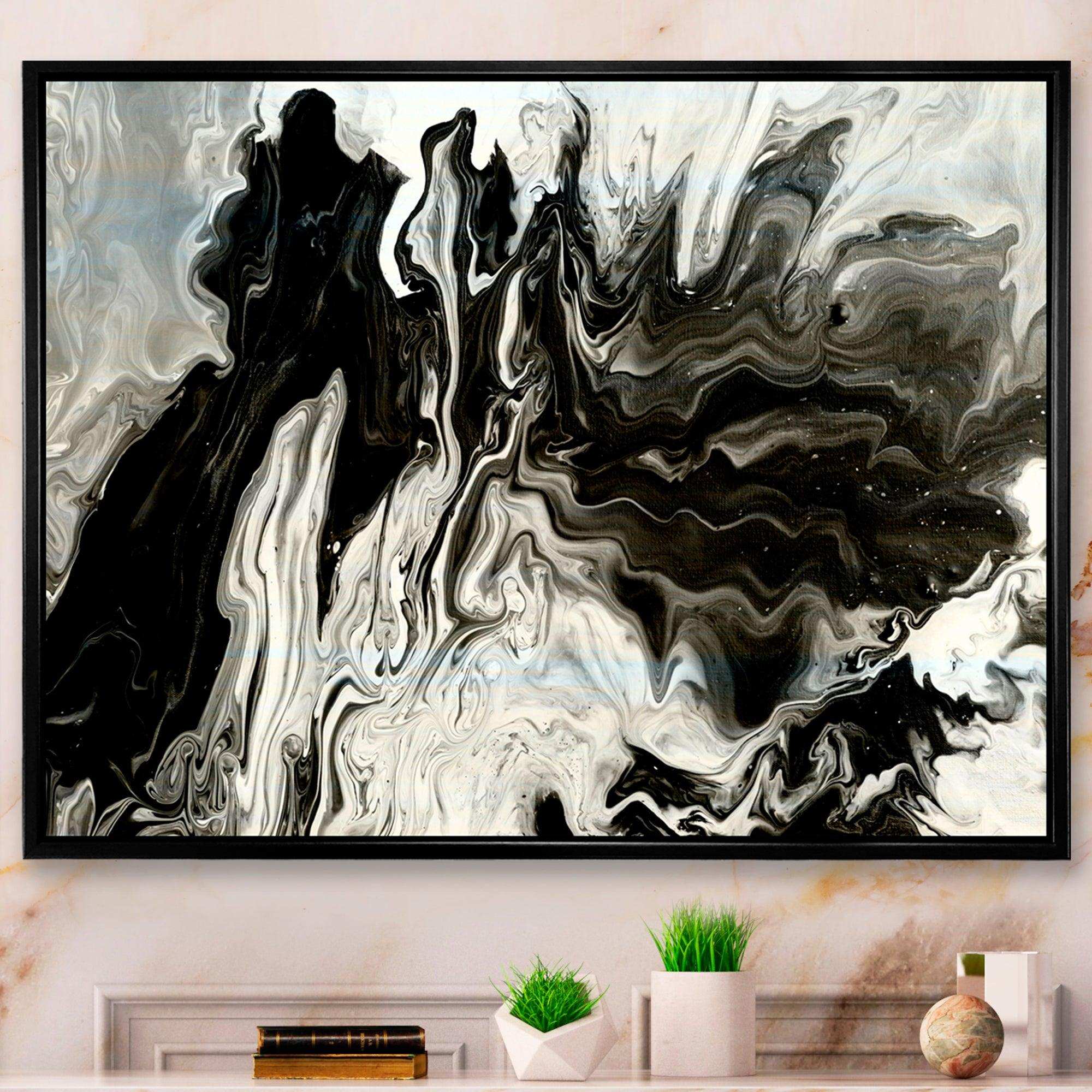 White, grey and White Hand Painted Marble Acrylic IX