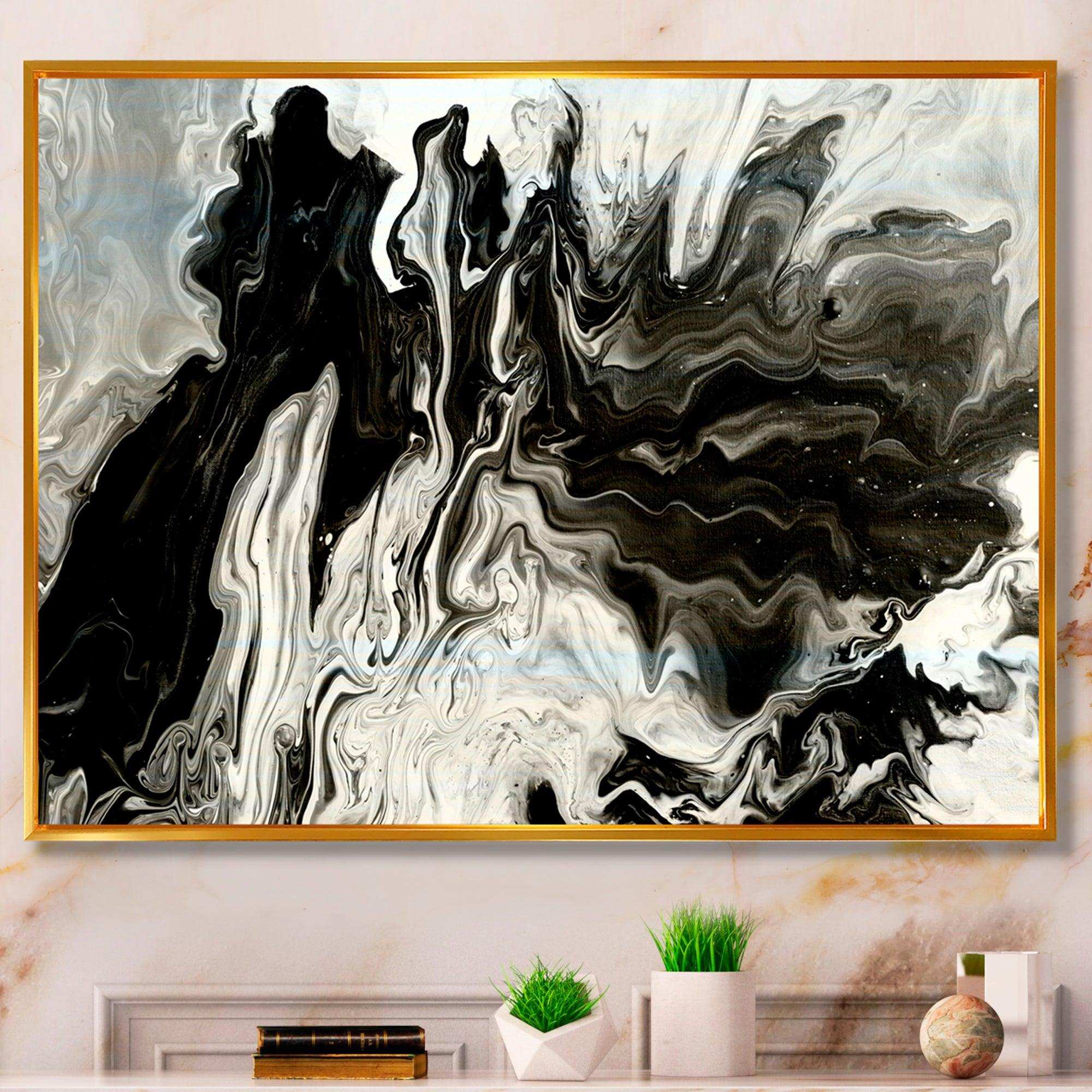 White, grey and White Hand Painted Marble Acrylic IX