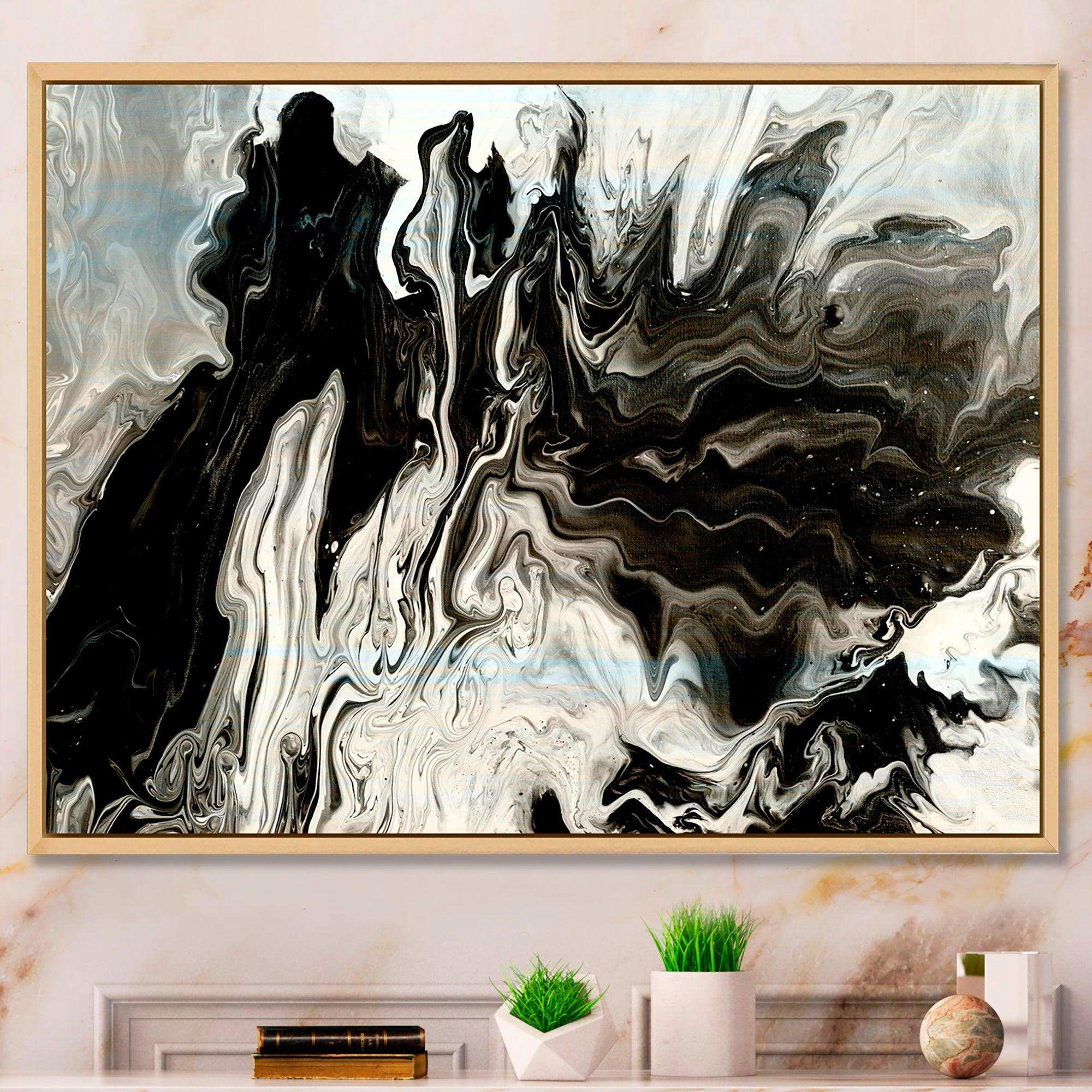 White, grey and White Hand Painted Marble Acrylic IX