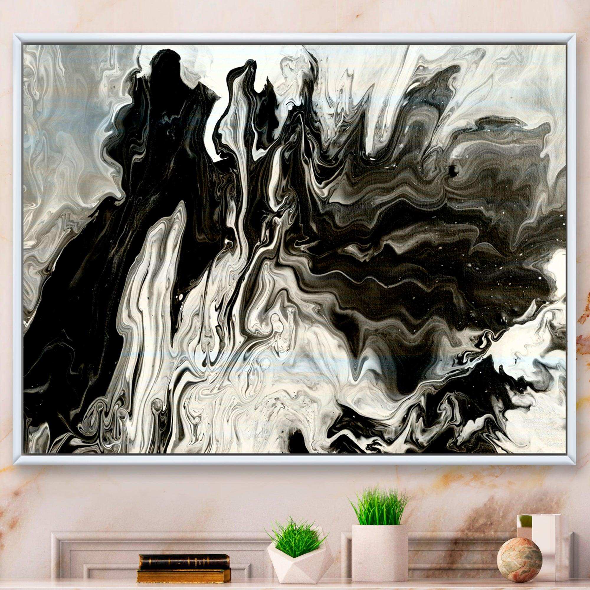 White, grey and White Hand Painted Marble Acrylic IX