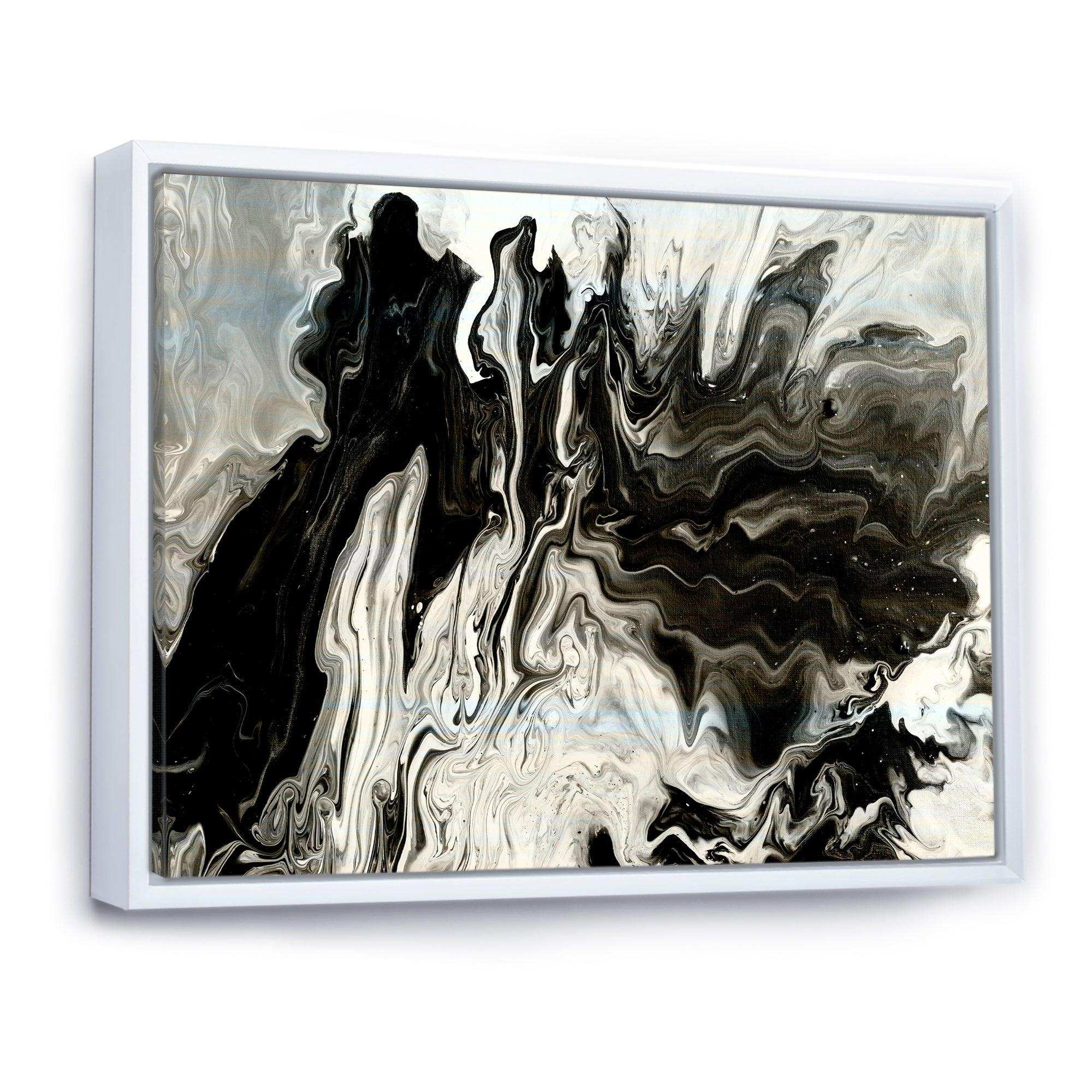 White, grey and White Hand Painted Marble Acrylic IX