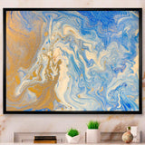 Blue and Gold Liquid Hand Drawn Marble