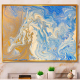 Blue and Gold Liquid Hand Drawn Marble