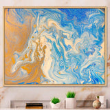 Blue and Gold Liquid Hand Drawn Marble