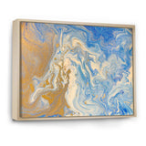 Blue and Gold Liquid Hand Drawn Marble
