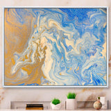 Blue and Gold Liquid Hand Drawn Marble