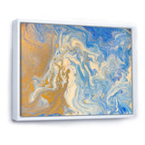 Blue and Gold Liquid Hand Drawn Marble