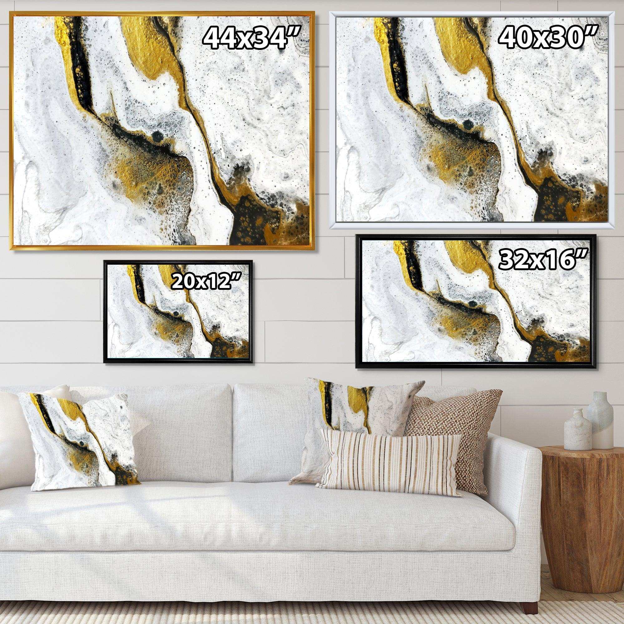 Gold and Black on White Acrylic Marble