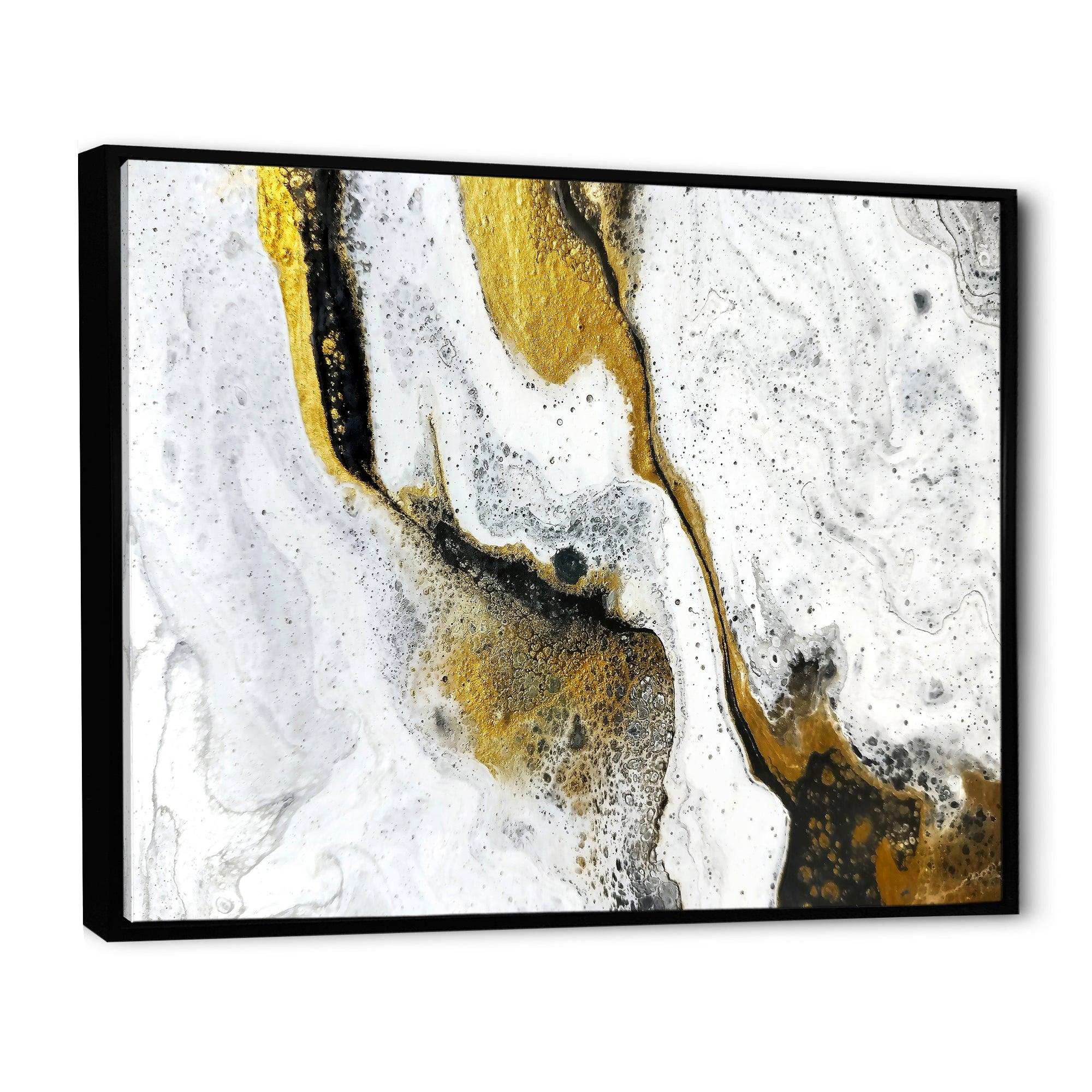 Gold and Black on White Acrylic Marble