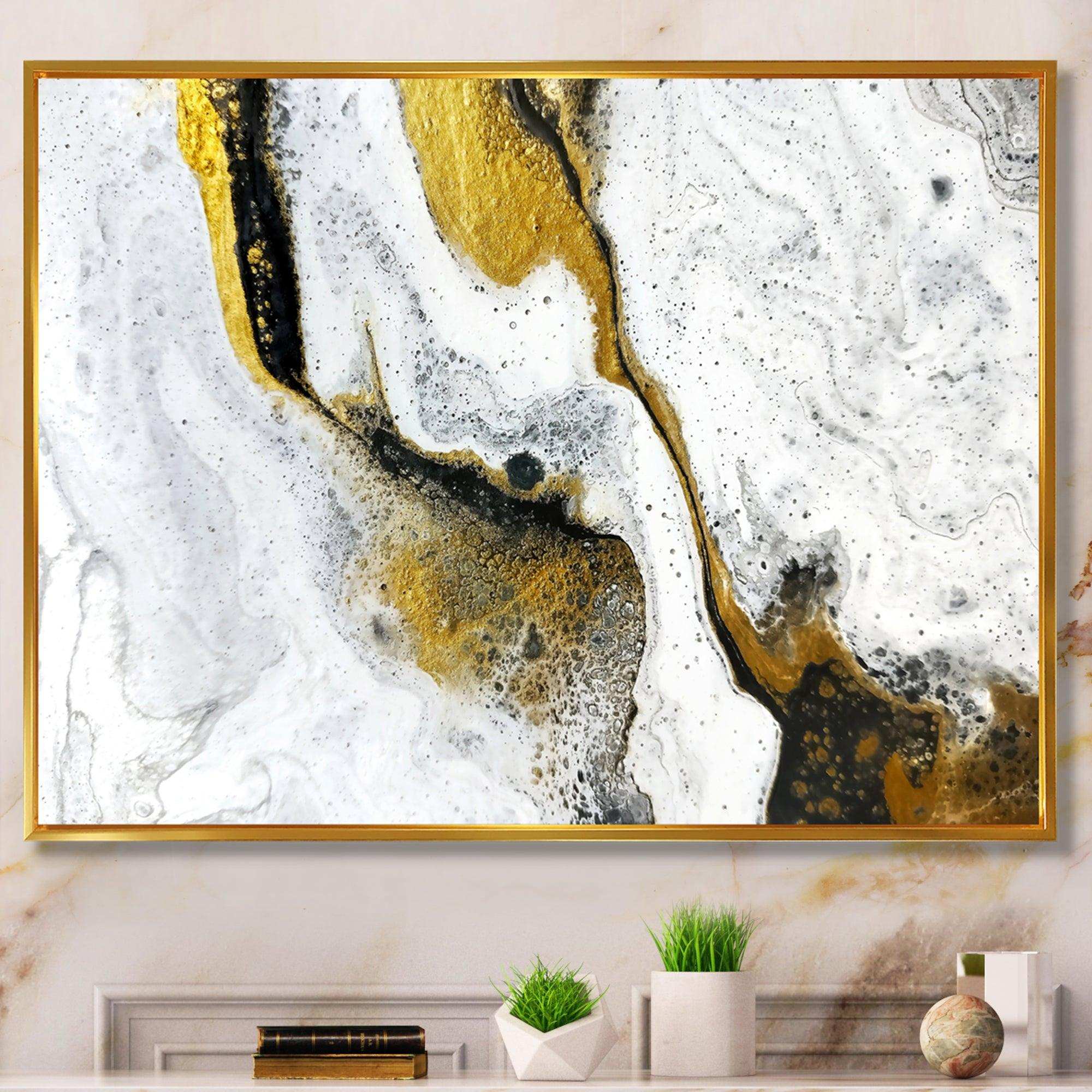 Gold and Black on White Acrylic Marble
