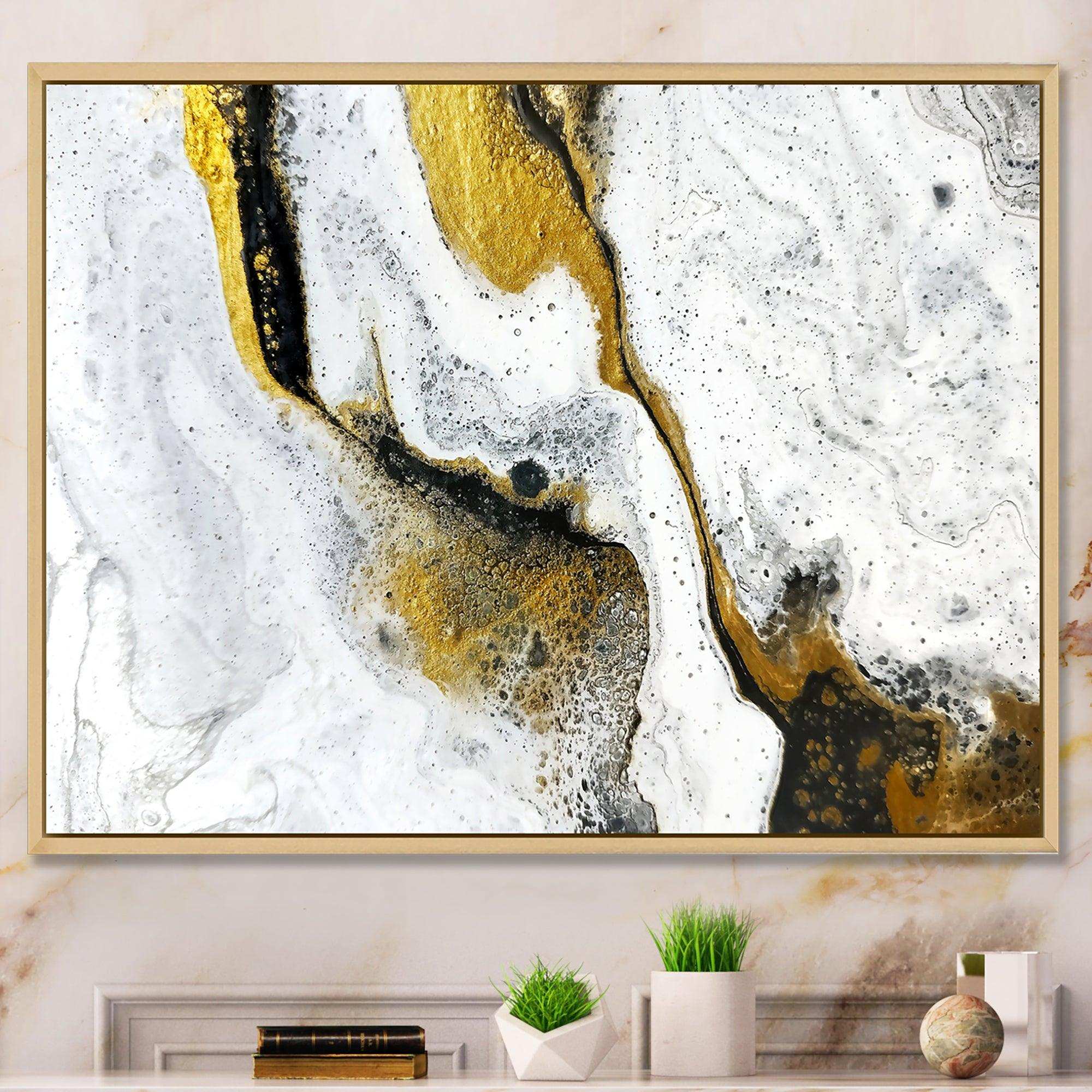 Gold and Black on White Acrylic Marble