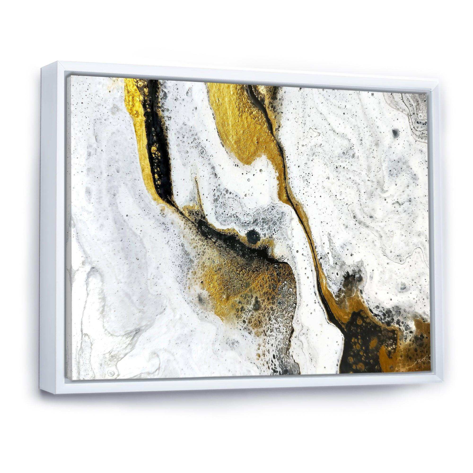 Gold and Black on White Acrylic Marble