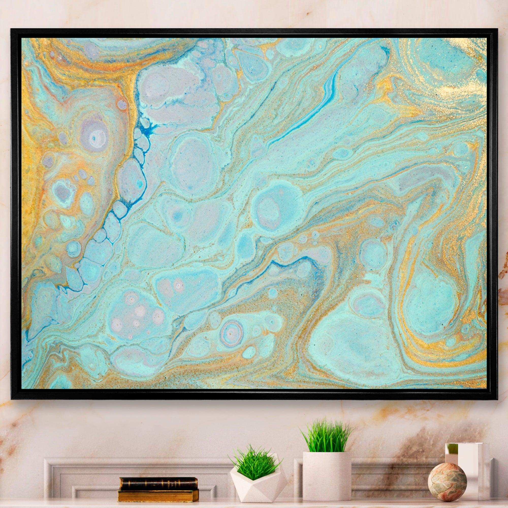 Blue and Gold Marble Agate Ripples II