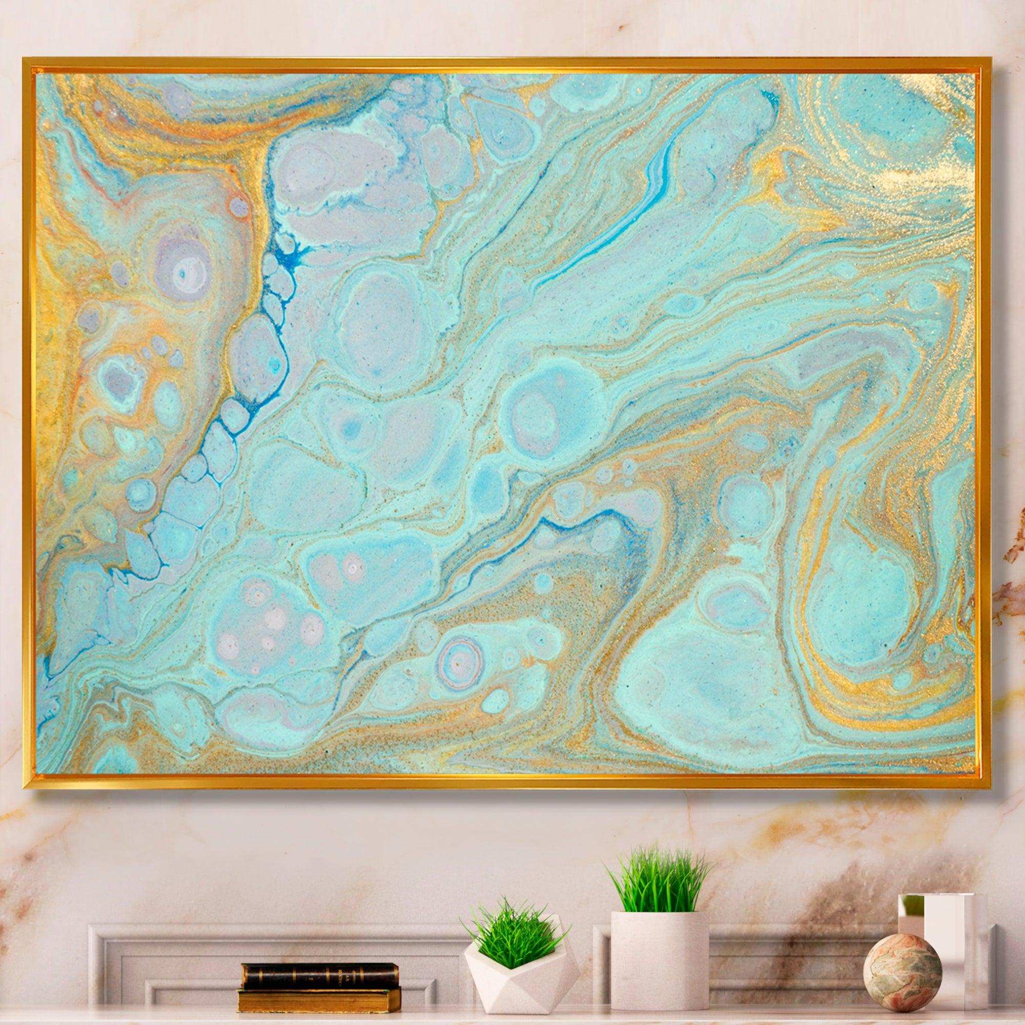 Blue and Gold Marble Agate Ripples II