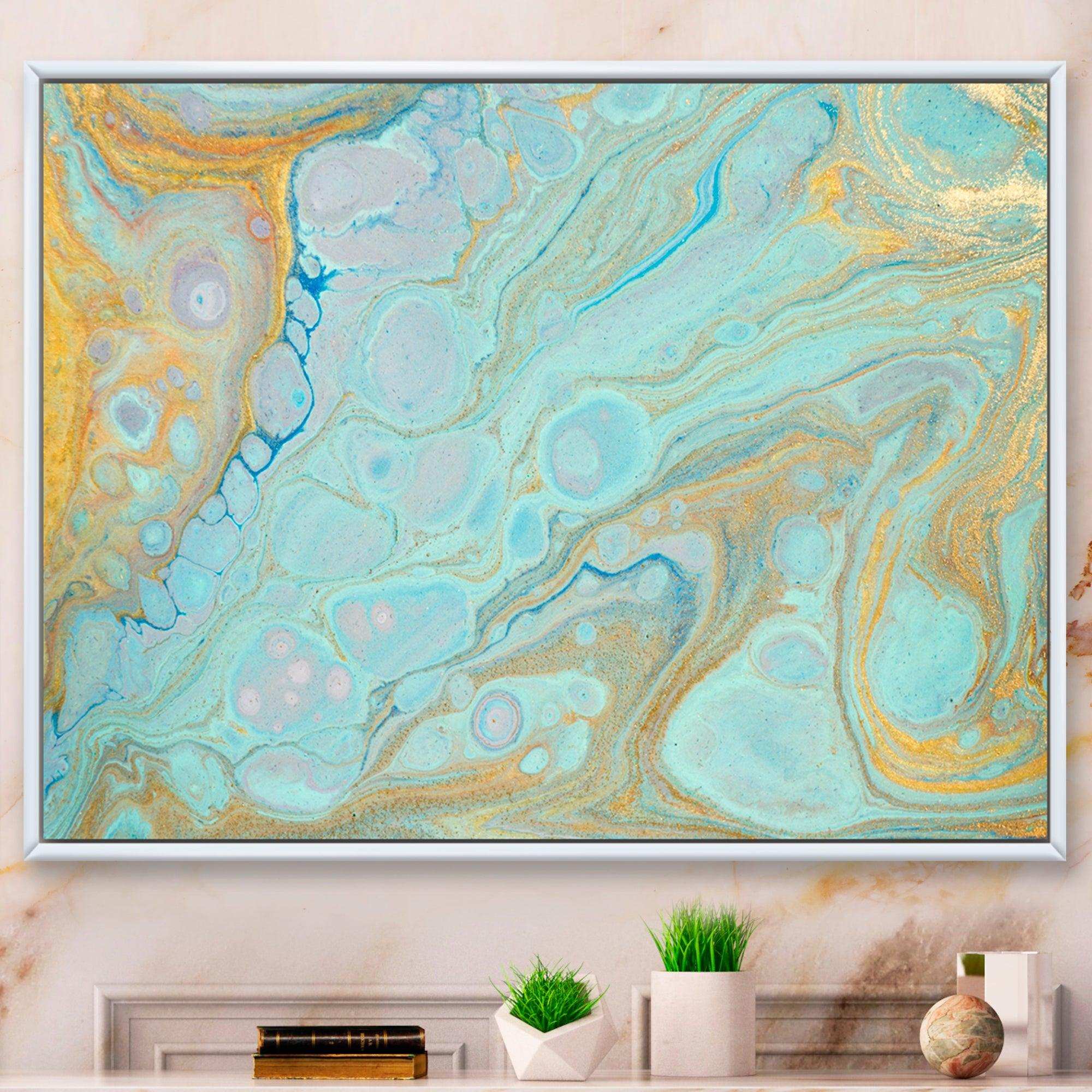 Blue and Gold Marble Agate Ripples II