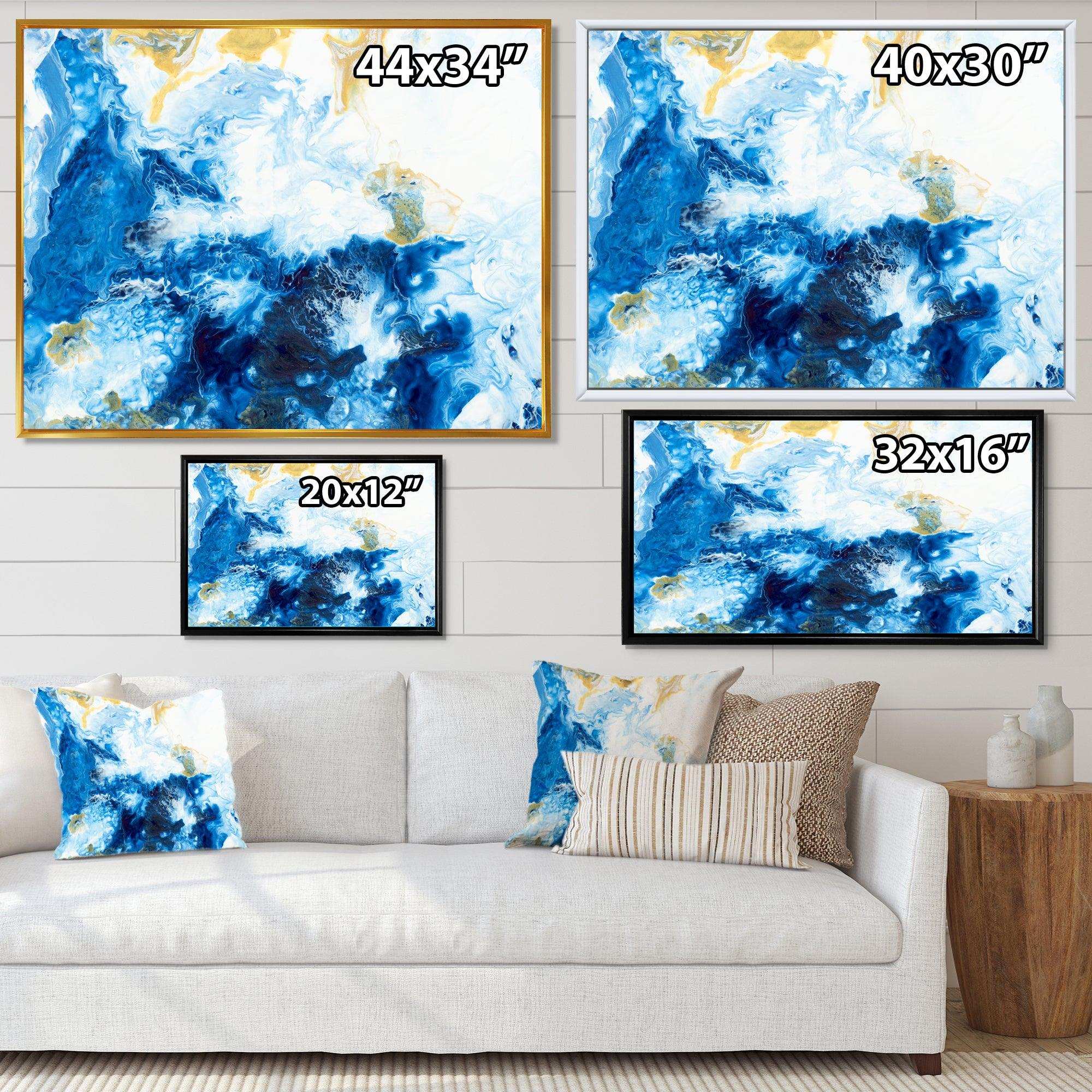 Blue and Gold Ocean Abstract Marble