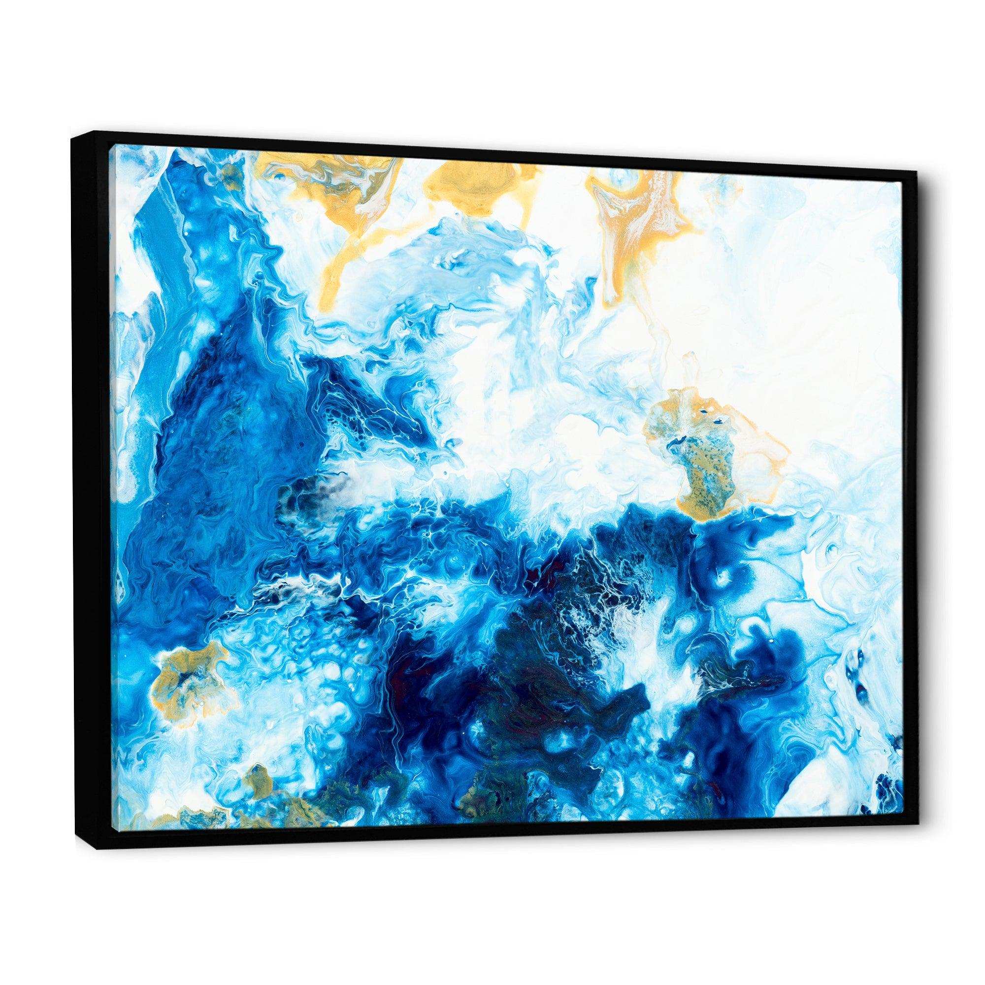 Blue and Gold Ocean Abstract Marble