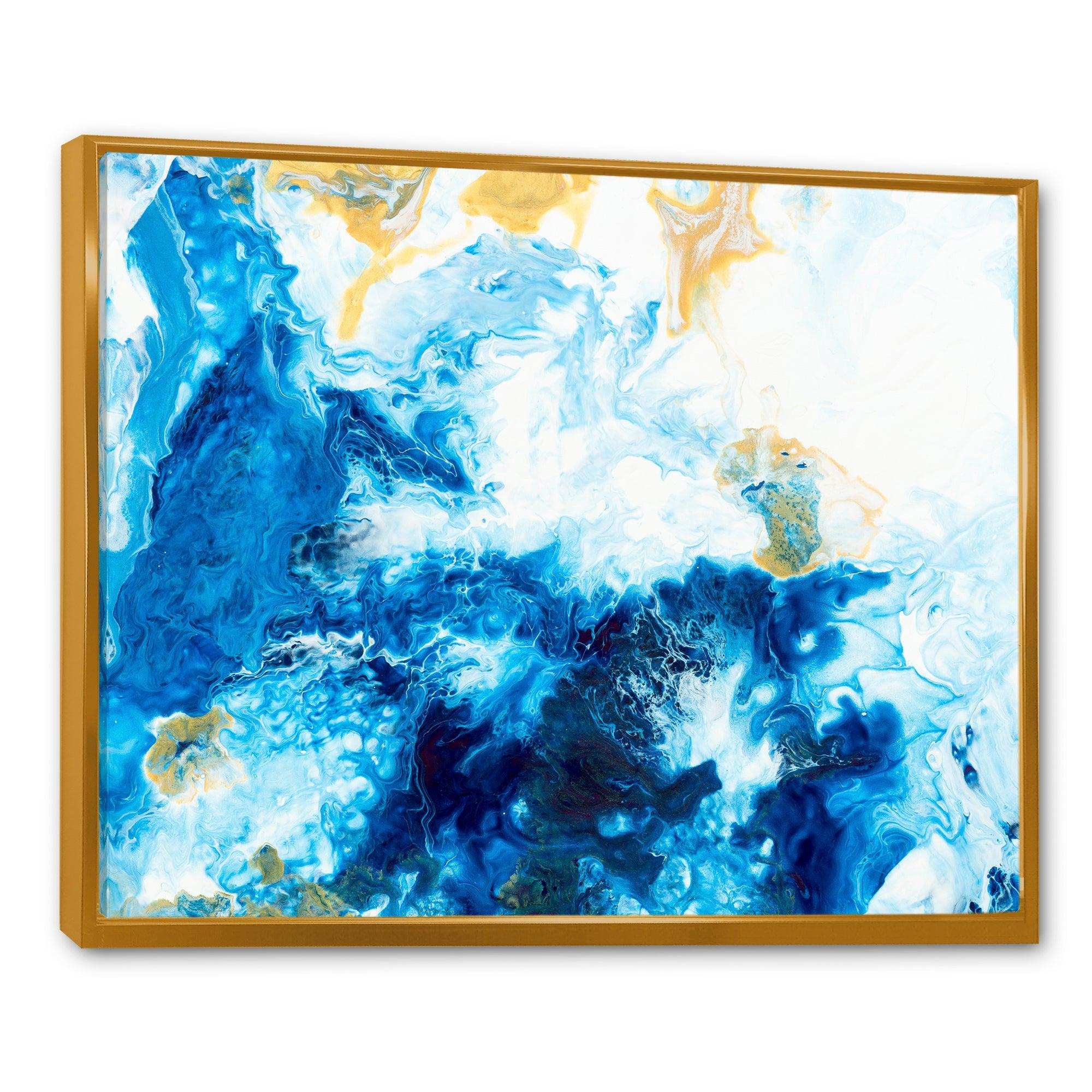 Blue and Gold Ocean Abstract Marble