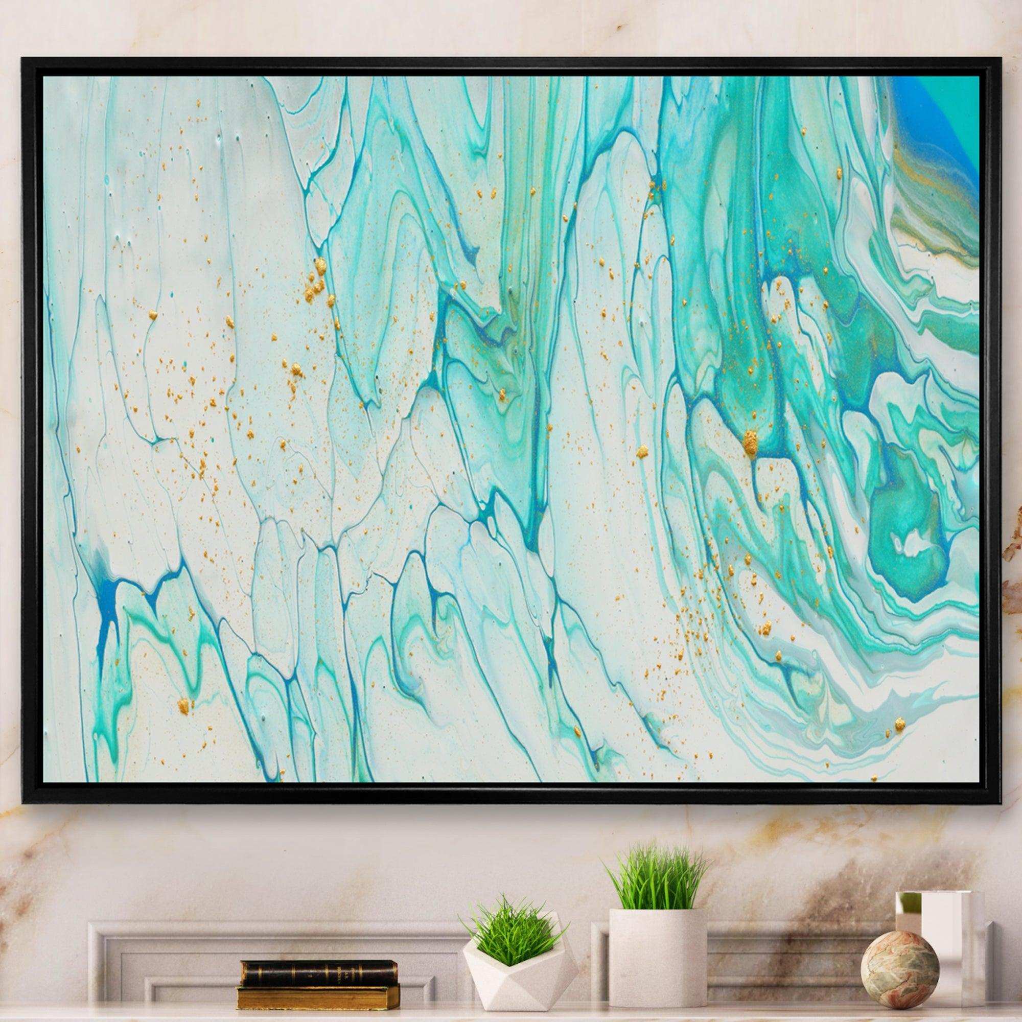 Blue Pastel White and Gold Marble