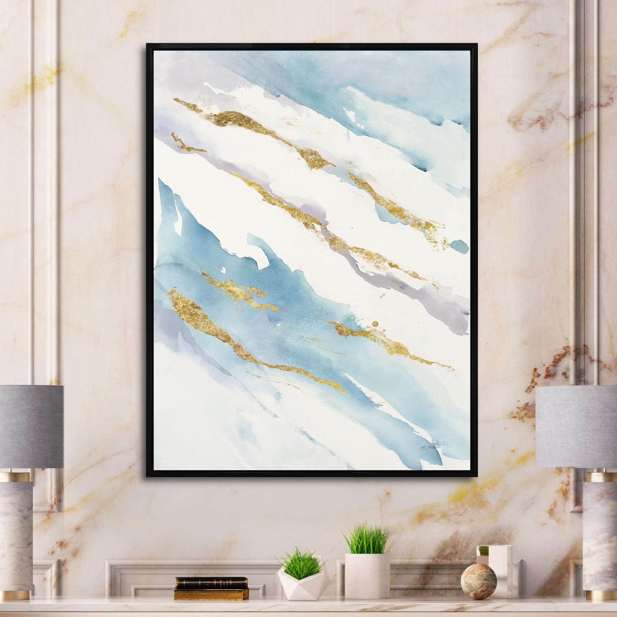 Abstract Drift v2 Framed Canvas Vibrant Black - 1.5 Thick