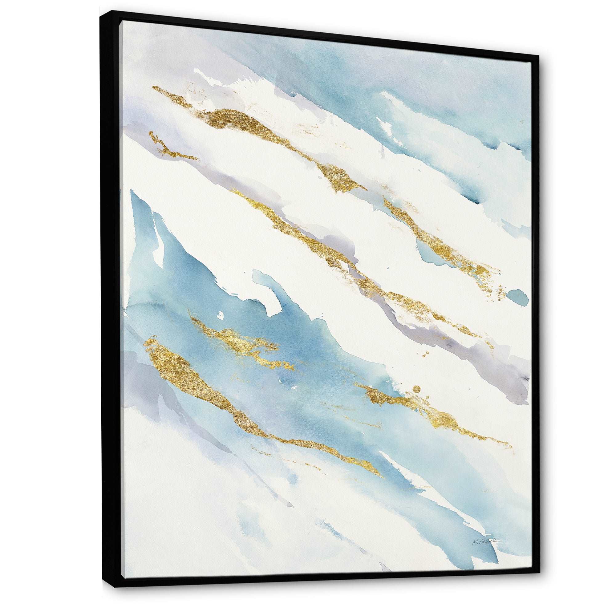 Abstract Drift v2 Framed Canvas Vibrant Black - 1.5 Thick