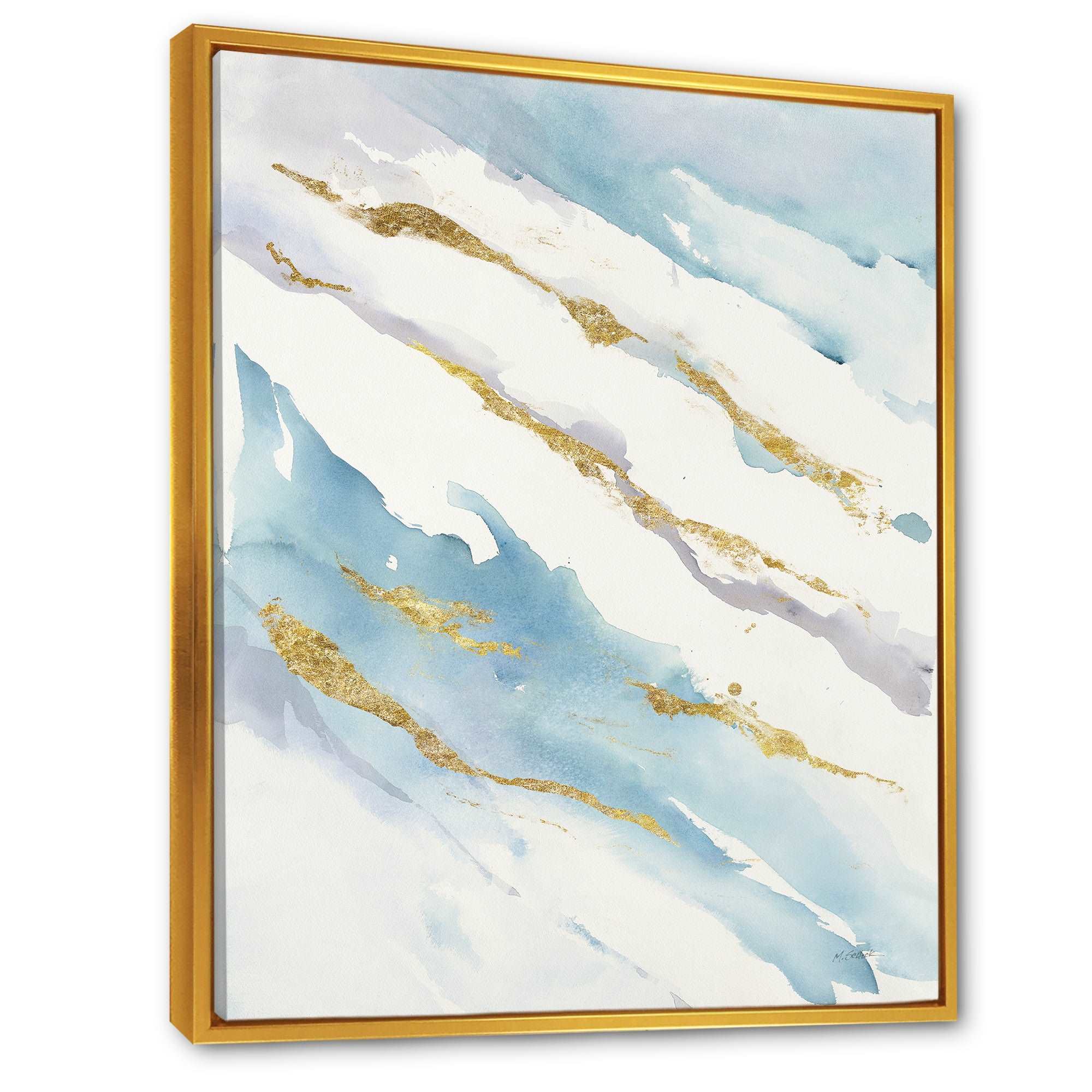 Abstract Drift v2 Framed Canvas Vibrant Gold - 1.5 Thick