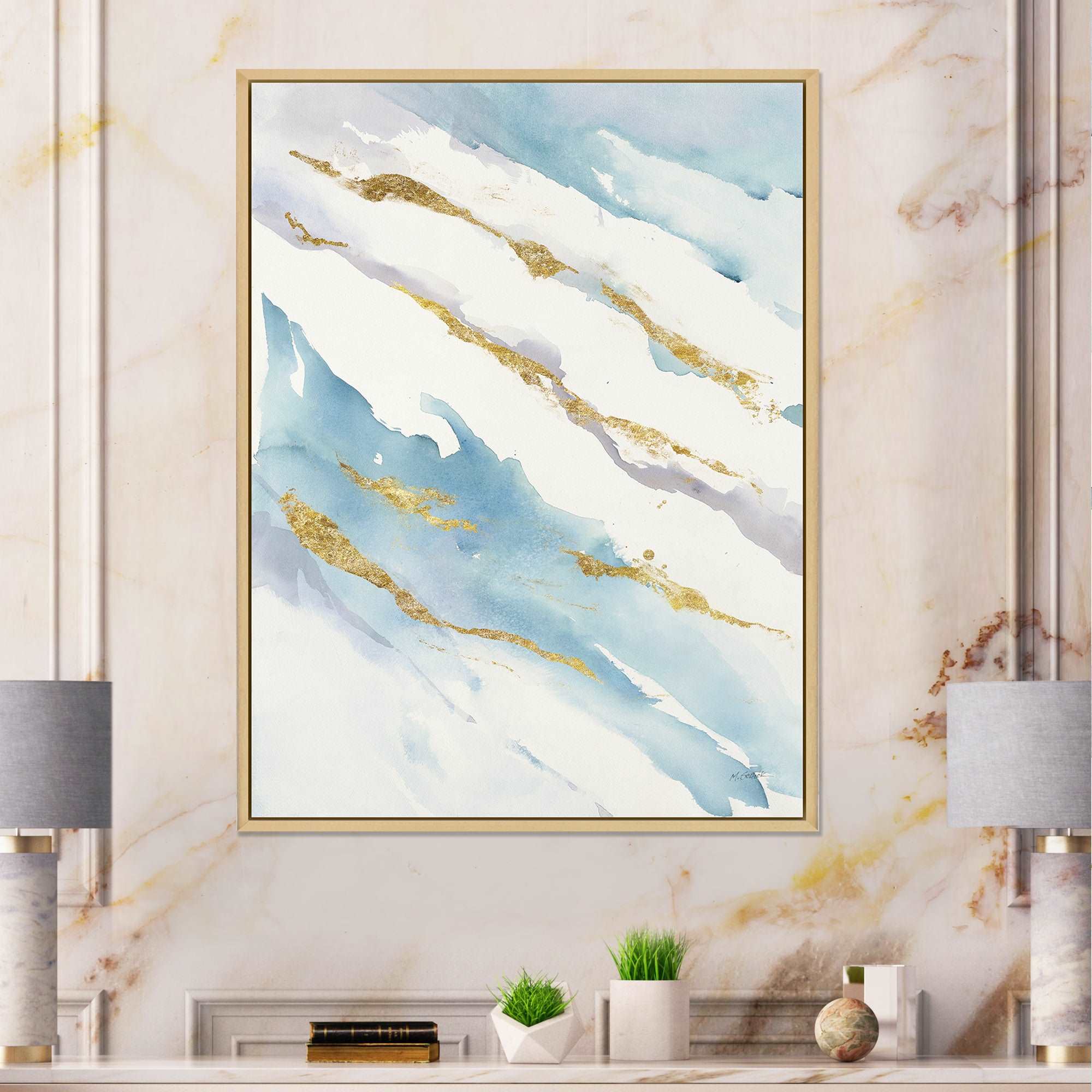 Abstract Drift v2 Framed Canvas Matte White - 1.5 Thick