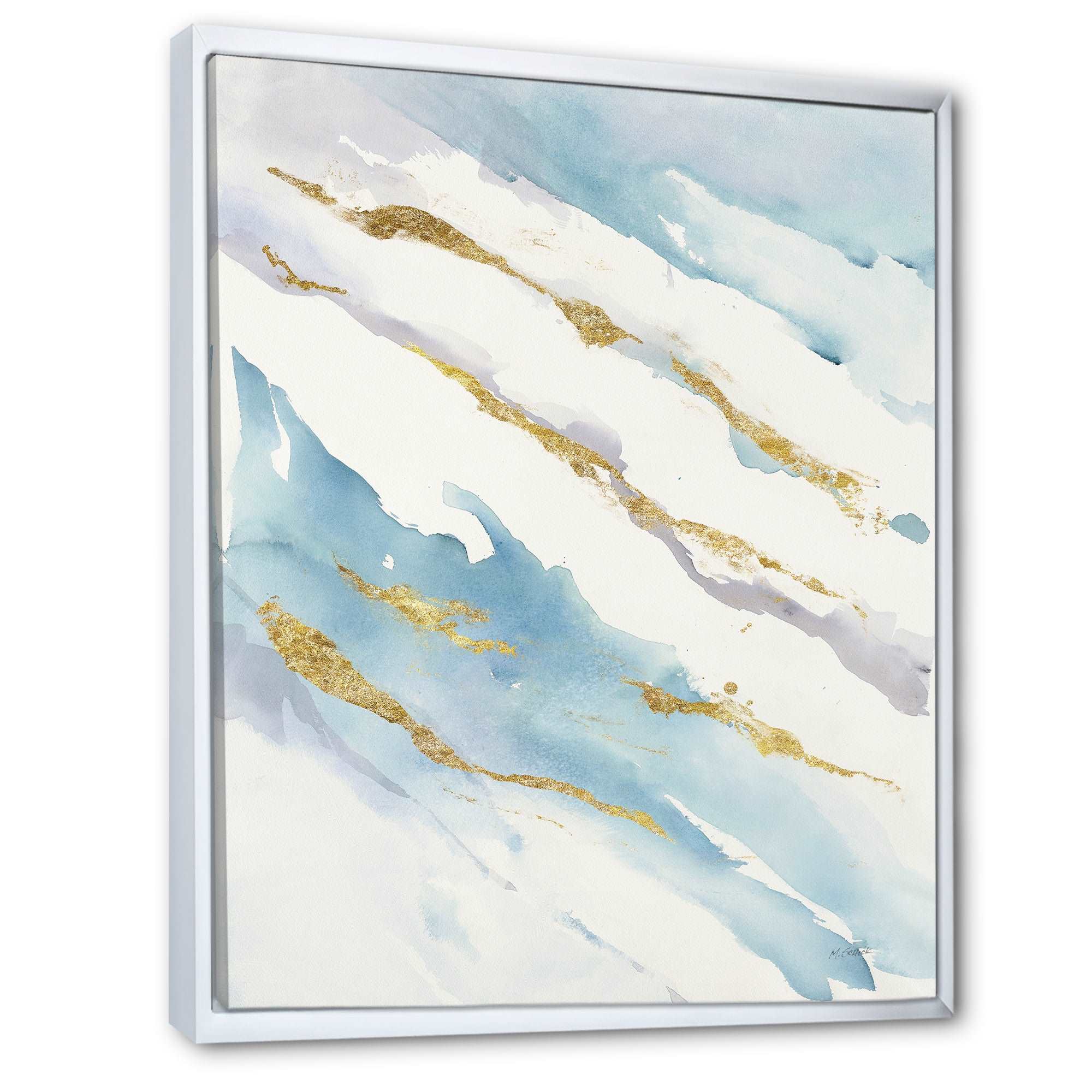 Abstract Drift v2 Framed Canvas Matte White - 1.5 Thick