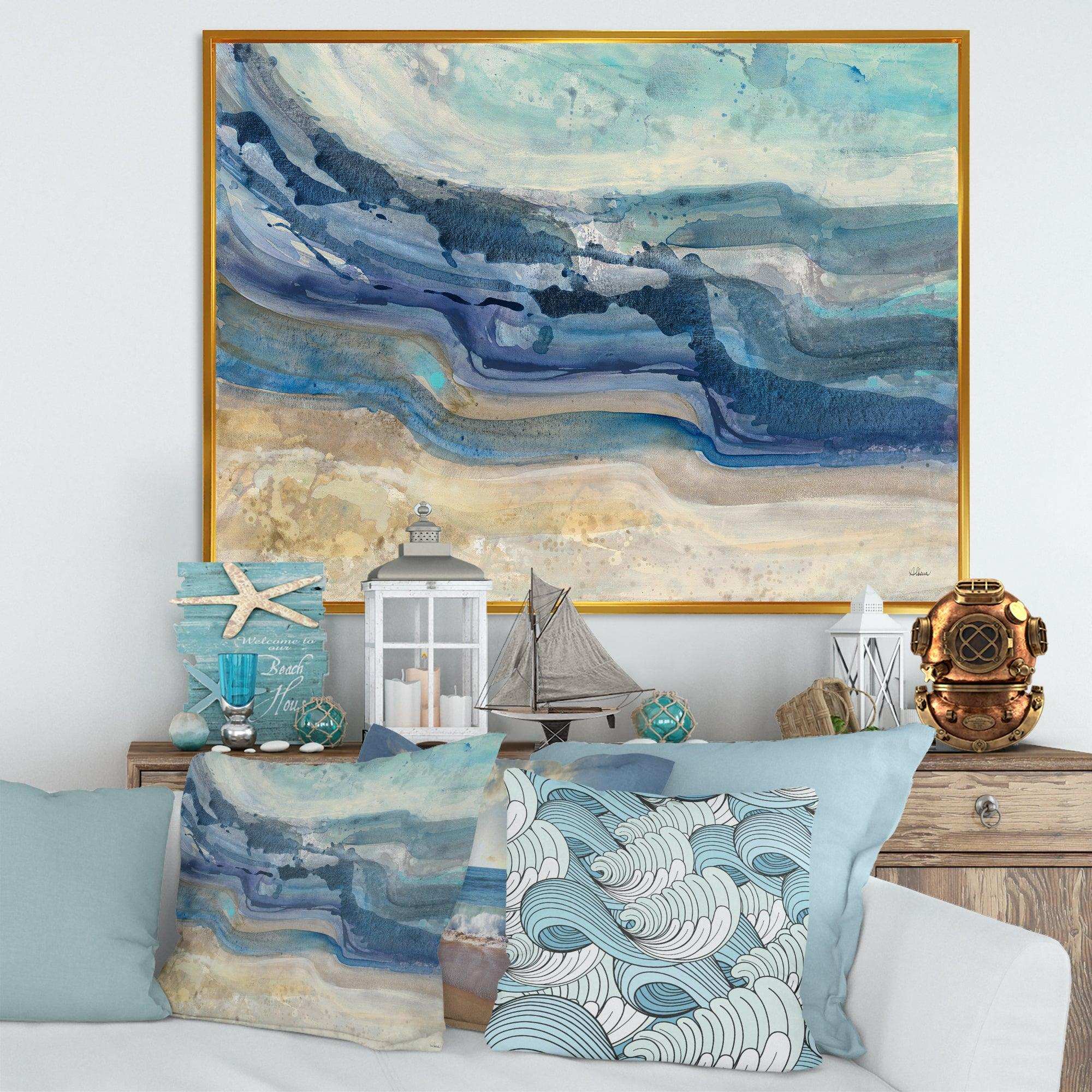 Coast Blue Sea Waves Watercolour