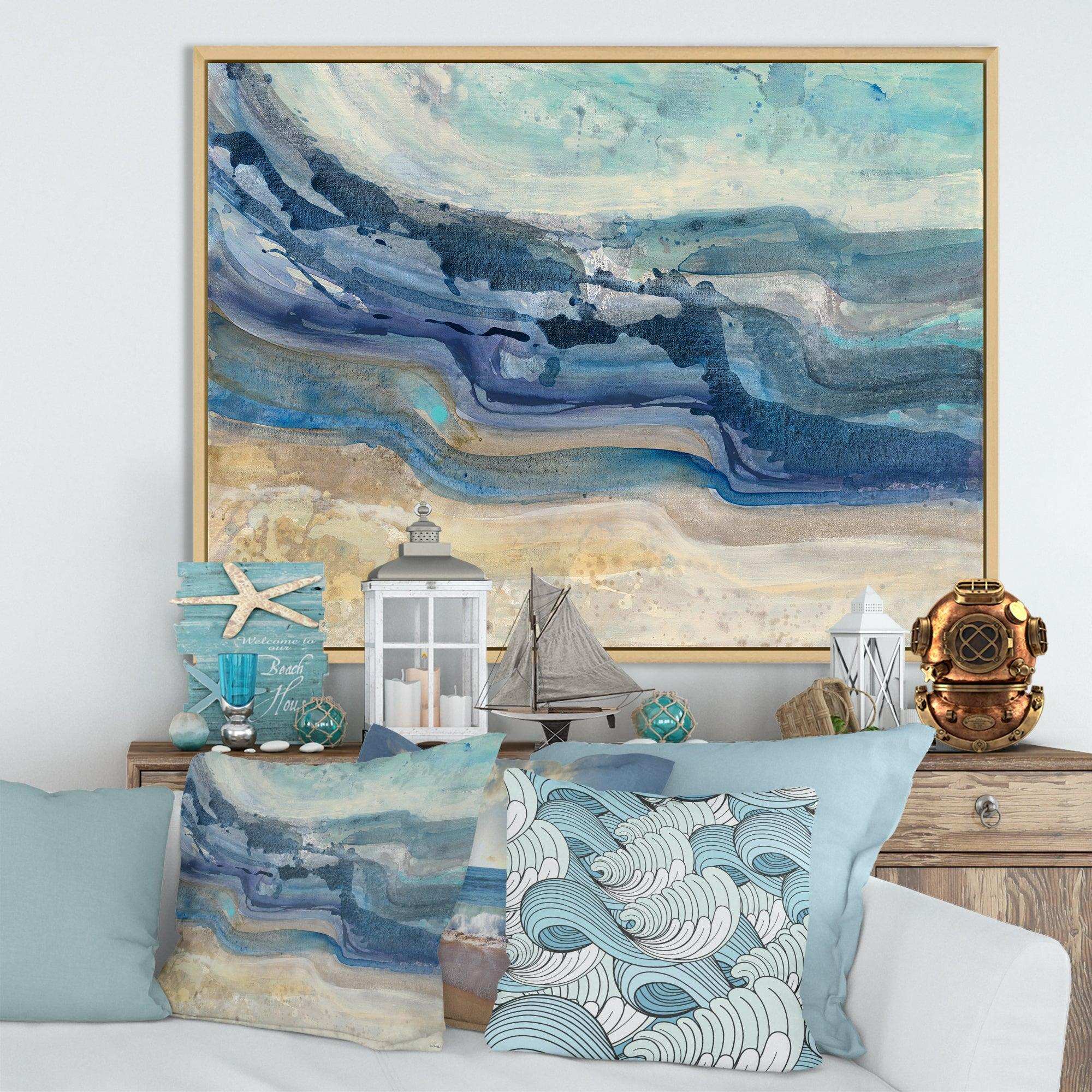Coast Blue Sea Waves Watercolour